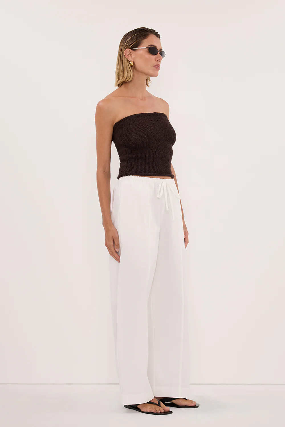 KARA CHOC STRAPLESS BANDEAU KNIT TOP - Image 3