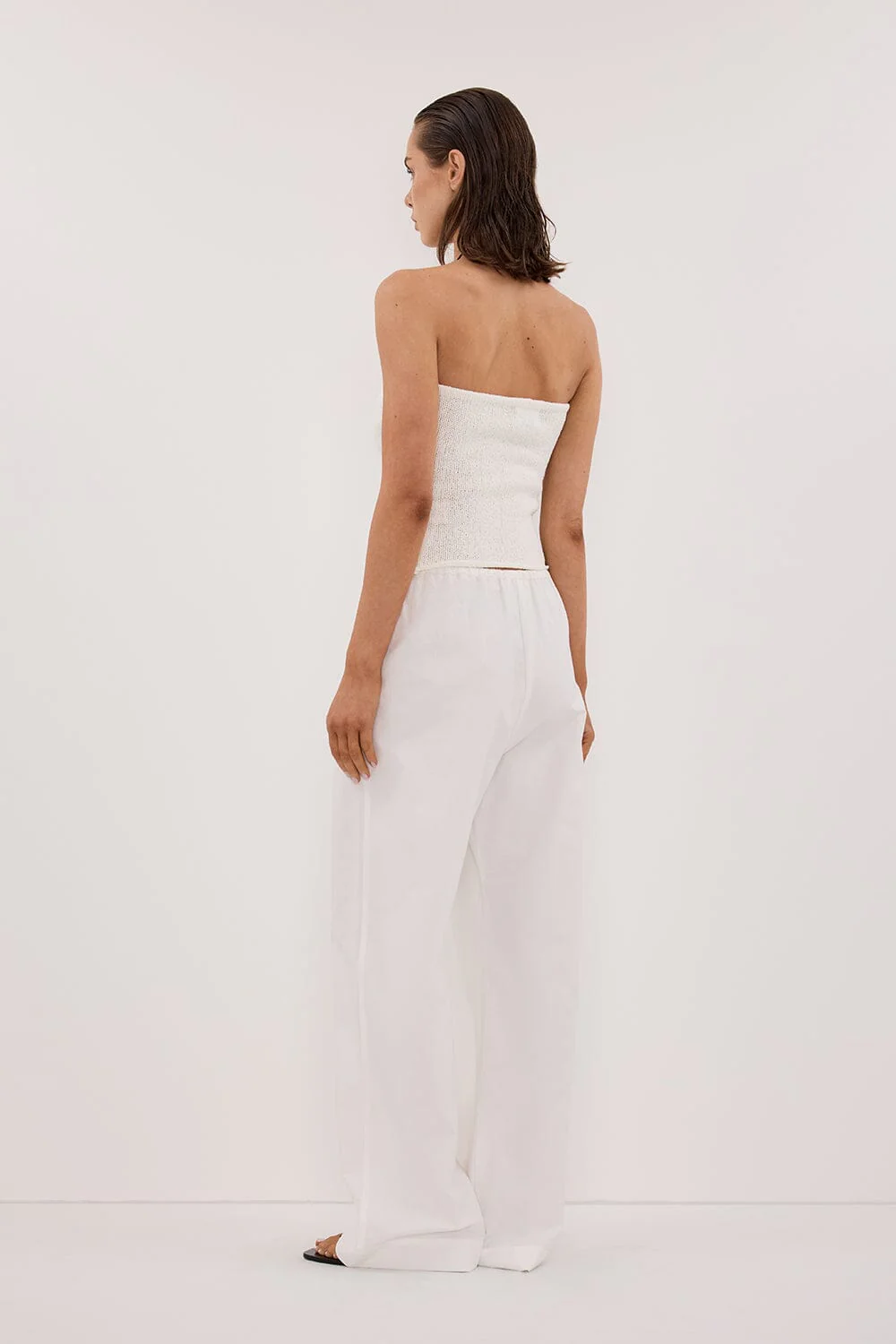 KARA OFF WHITE STRAPLESS BANDEAU KNIT TOP - Image 4