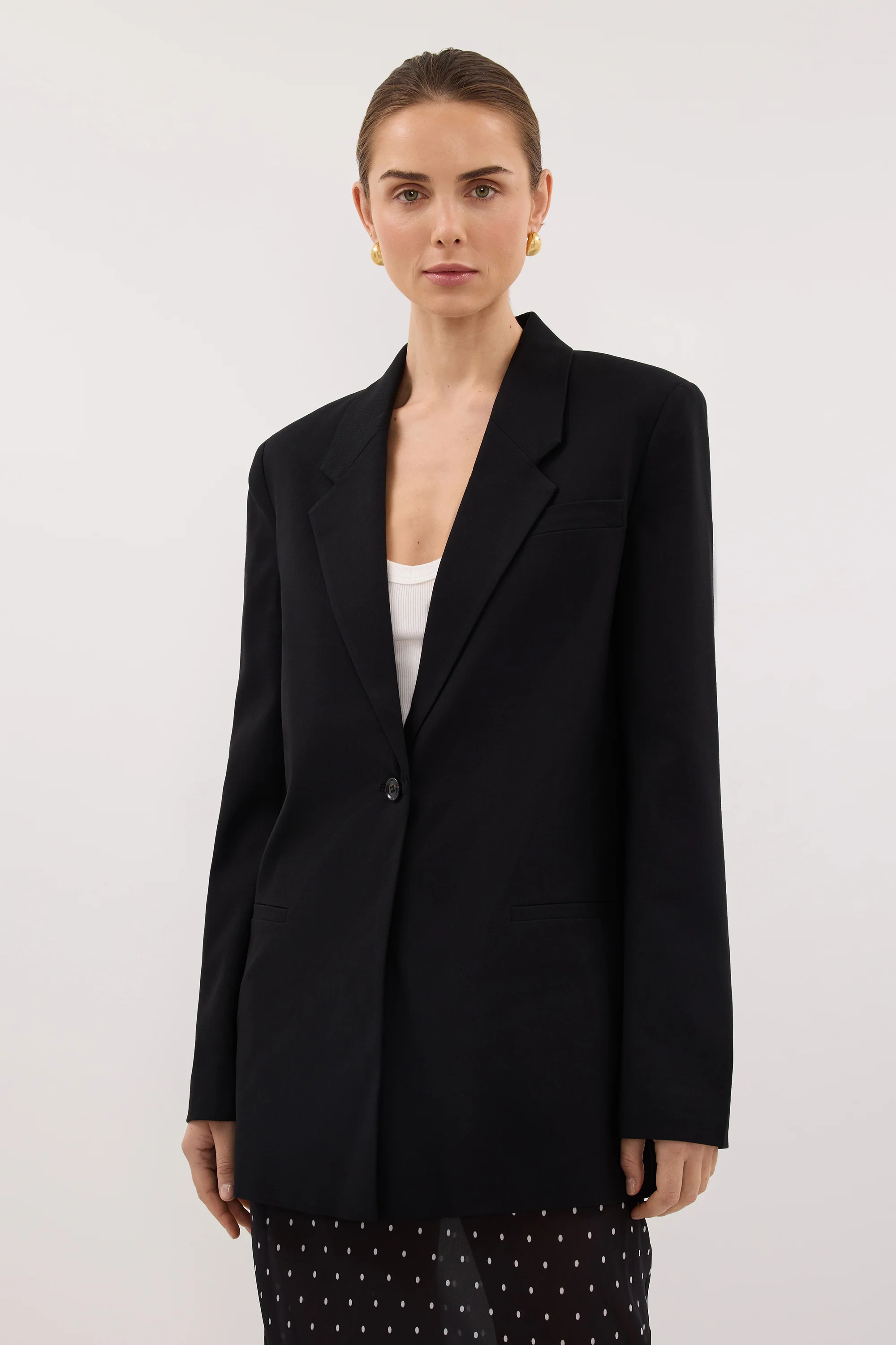 KEATON BLACK SLIM LONGLINE BLAZER - Image 2