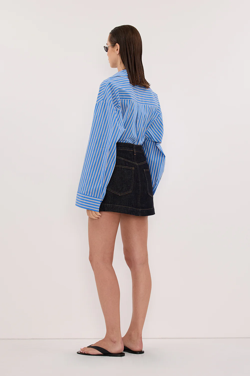 KERA RAW INDIGO DENIM A LINE SKORT - Image 4