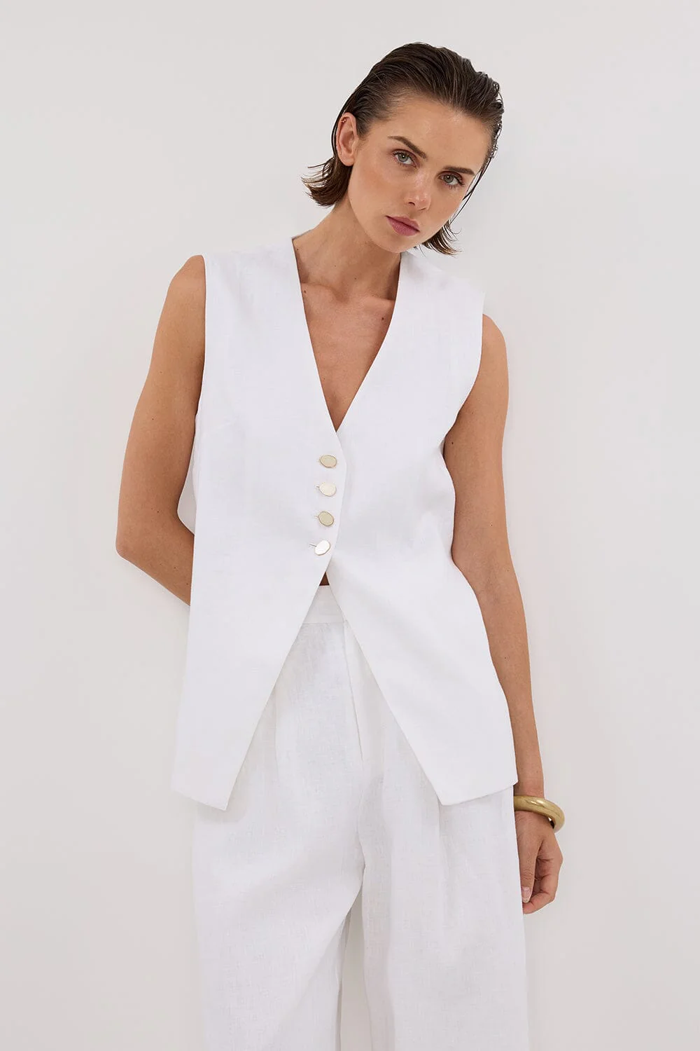 KNOX WHITE LINEN VEST - Image 6