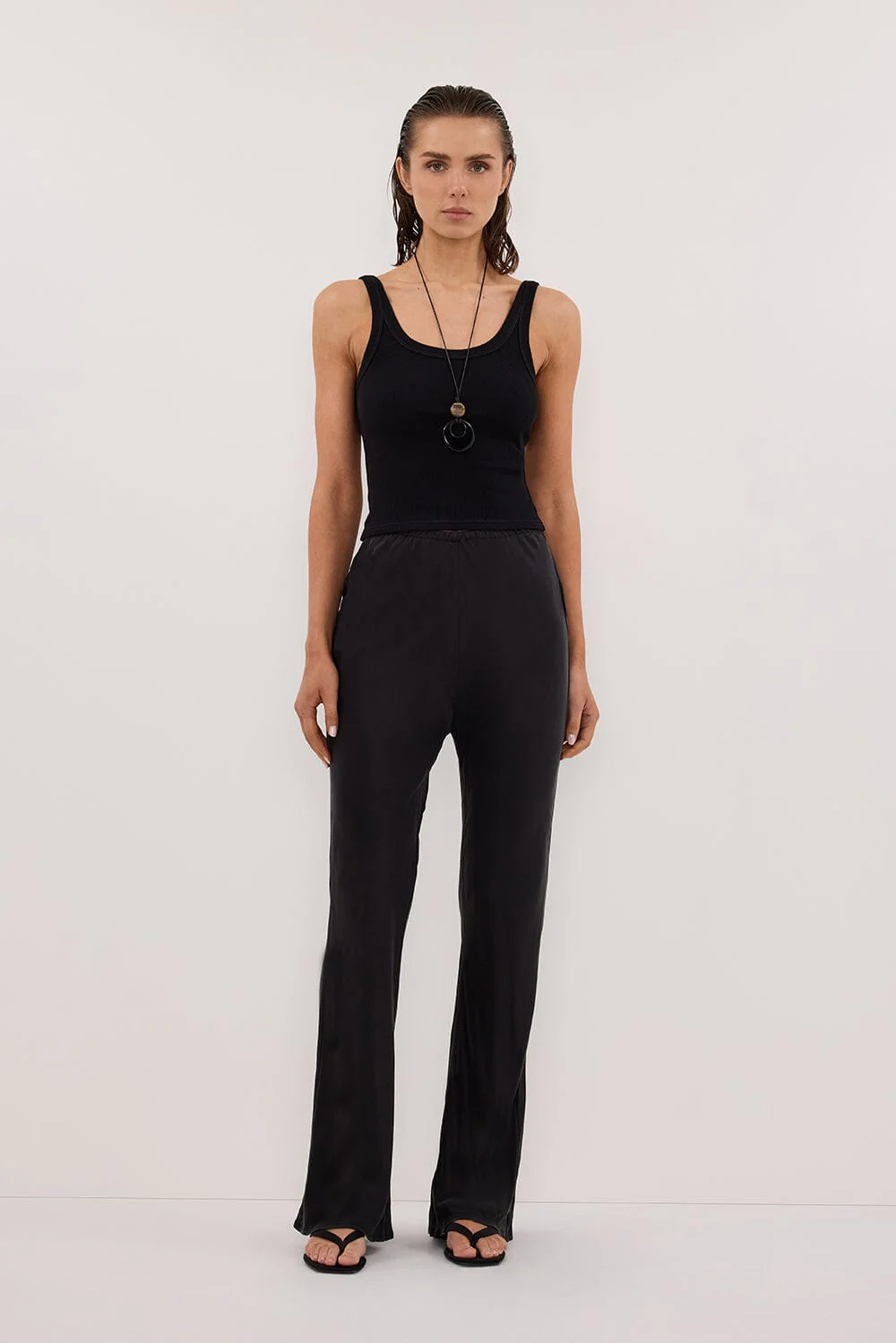 KYRA BLACK SILK BIAS PANTS - Image 6