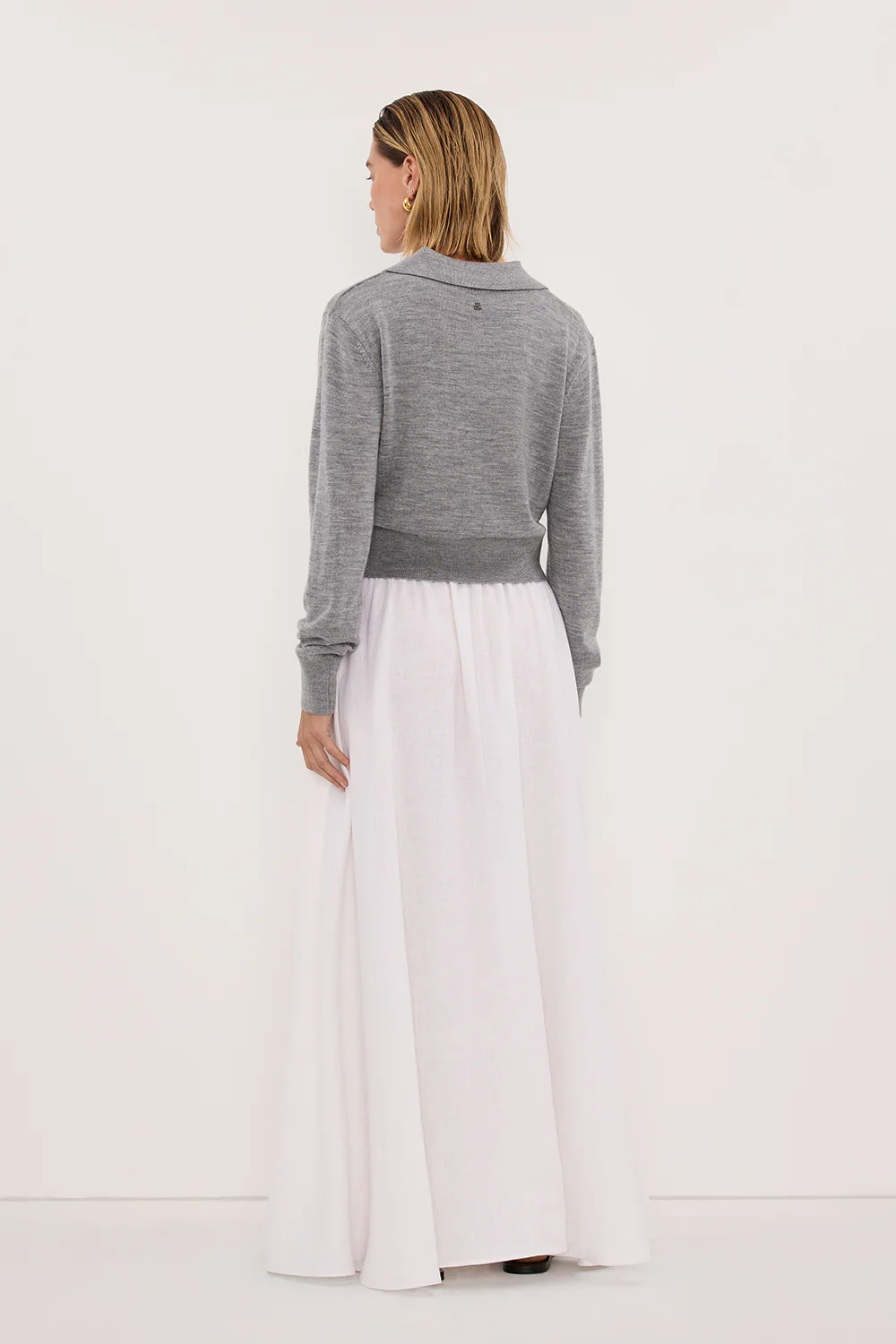 KYRA SILVER LONG SLEEVE MERINO WOOL CARDIGAN - Image 4