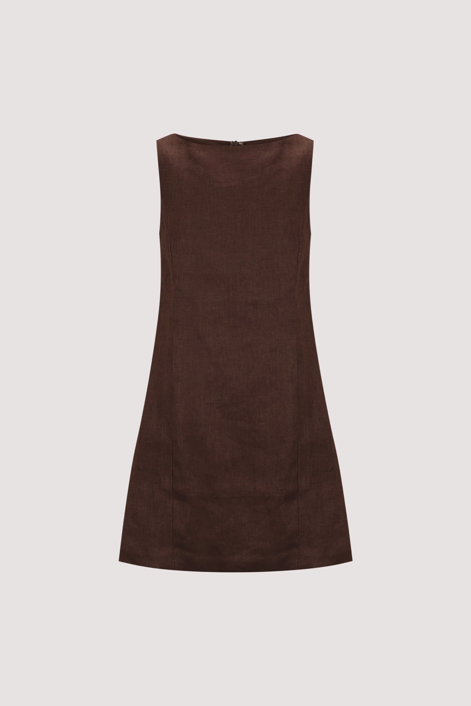 LACY COCOA SLEEVELESS LINEN MINI DRESS - Image 7
