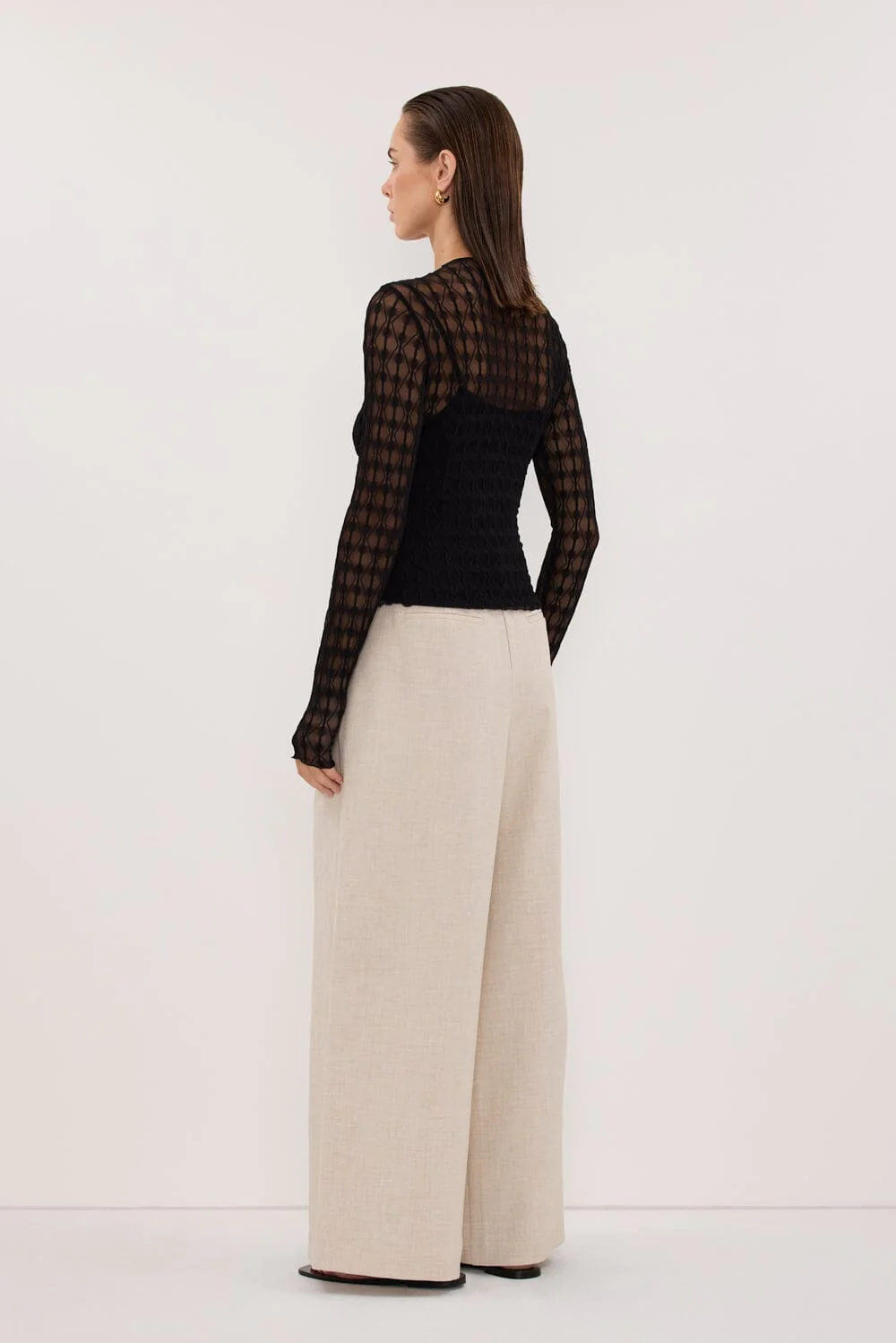 LEIA BLACK LONG SLEEVE LACE KNIT TOP - Image 7