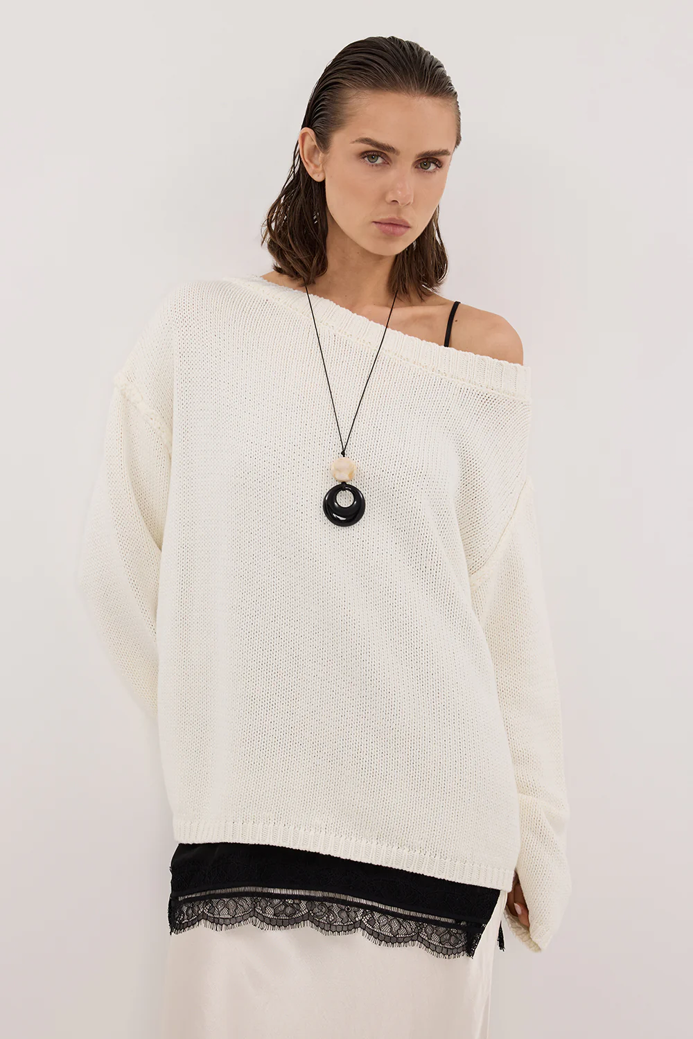 LEISLE CREAM ASYM KNIT JUMPER - Image 3