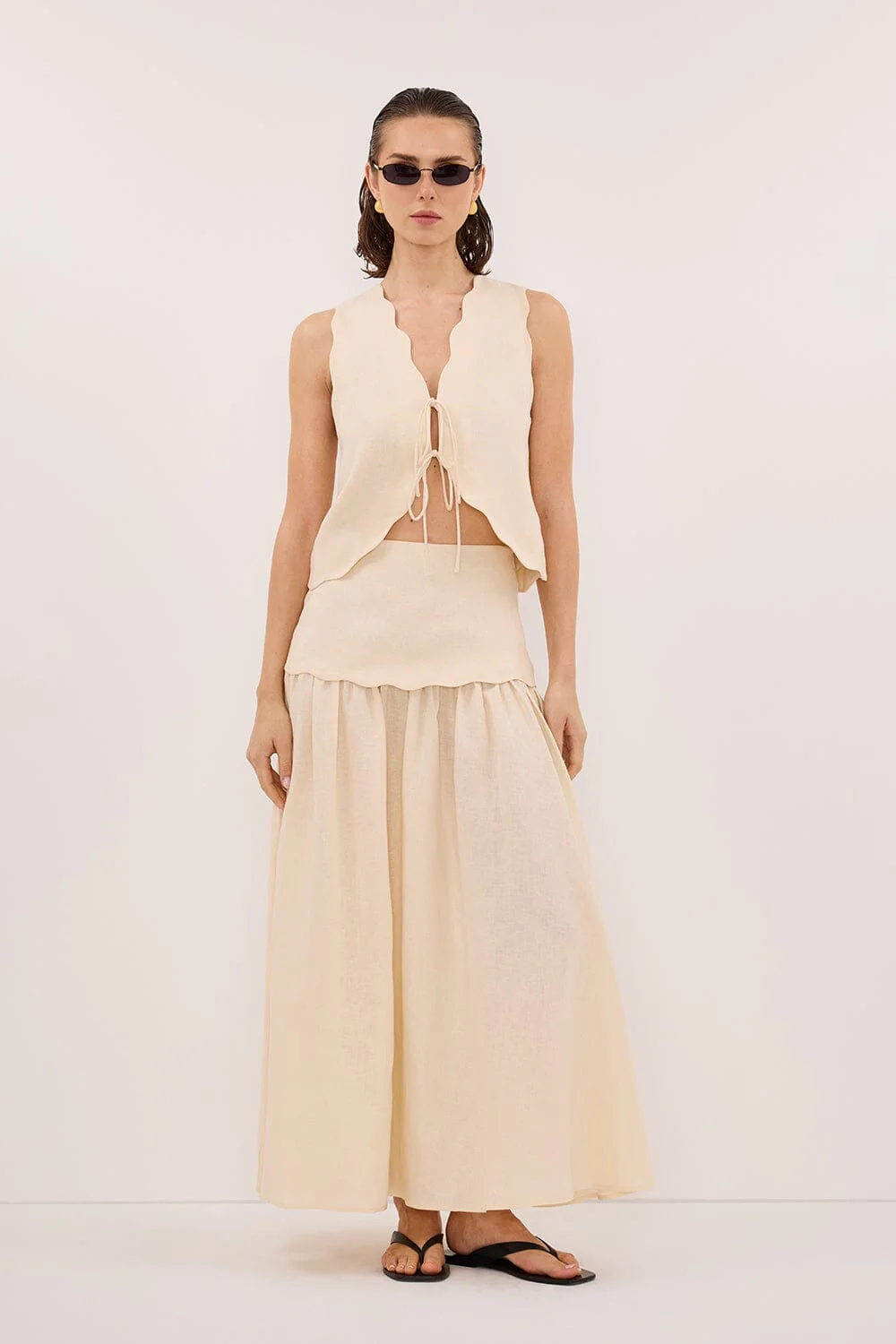LELA SANDSTONE SLEEVELESS LINEN VEST TOP - Image 6