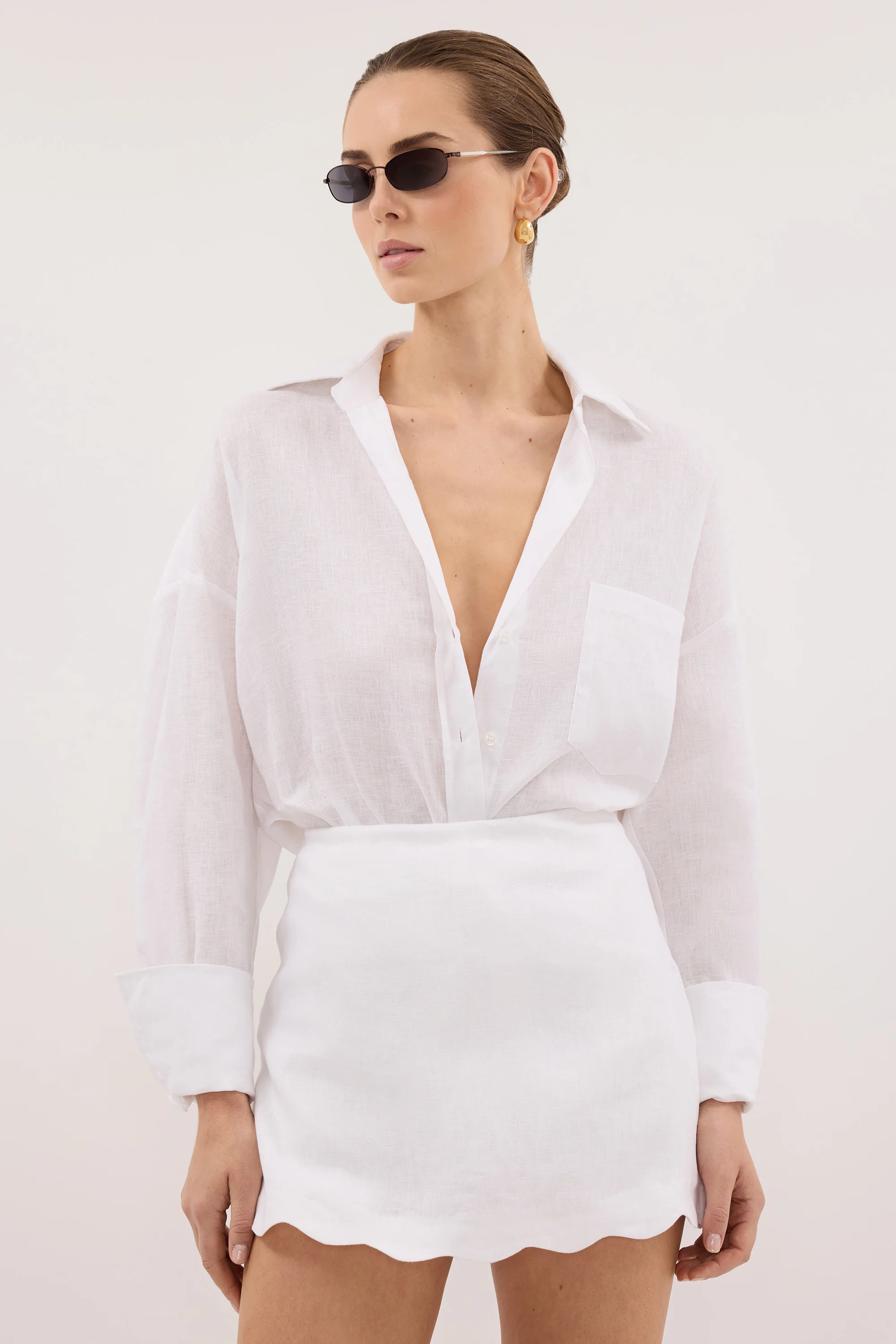 LELA WHITE LINEN SKORT - Image 2