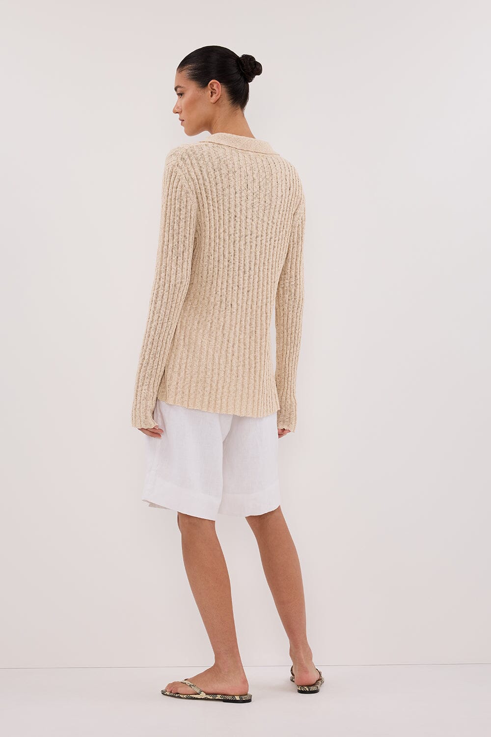 LEN NATURAL LONG SLEEVE KNIT TOP - Image 4