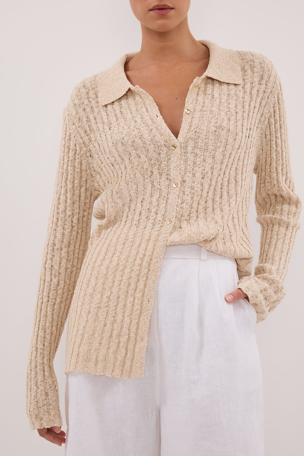LEN NATURAL LONG SLEEVE KNIT TOP - Image 5