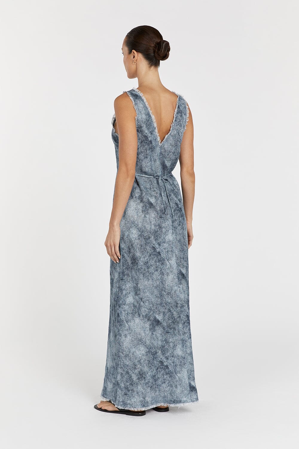 LEON LINEN V NECK SLIP MIDI DRESS - Image 4