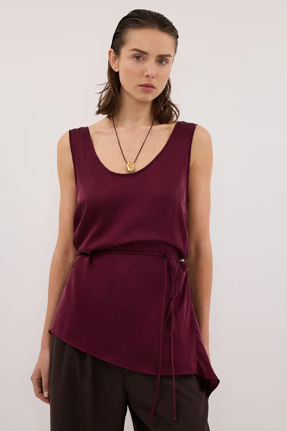 LETTIE MERLOT SILK CAMI TOP - Image 2