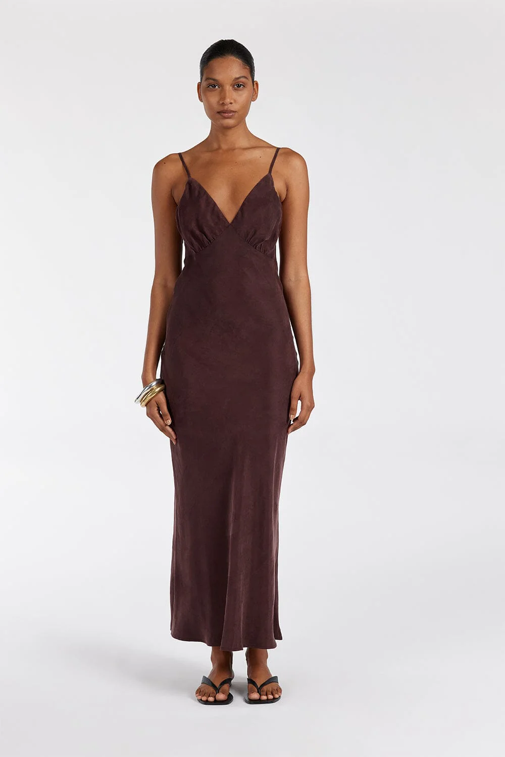 LIAM CURRANT CUPRO SLIP MIDI DRESS - Image 2