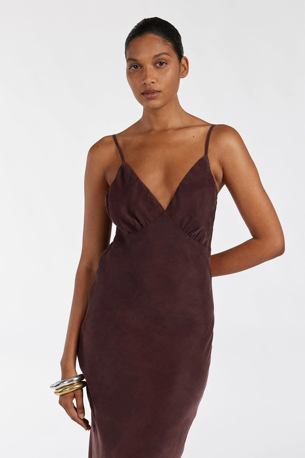 LIAM CURRANT CUPRO SLIP MIDI DRESS - Image 3