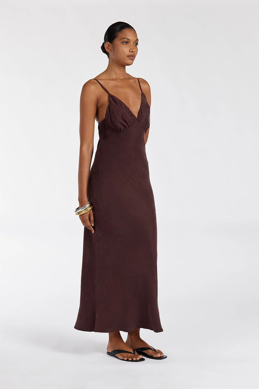 LIAM CURRANT CUPRO SLIP MIDI DRESS - Image 4