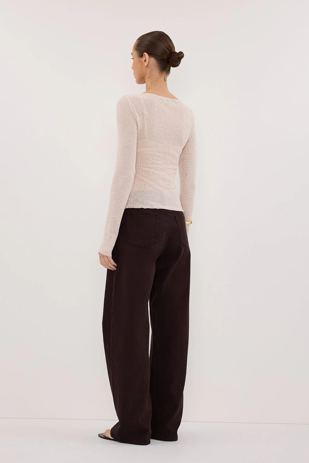 LILY STONE LONG SLEEVE BOAT NECK TEXTURED TOP - Image 4