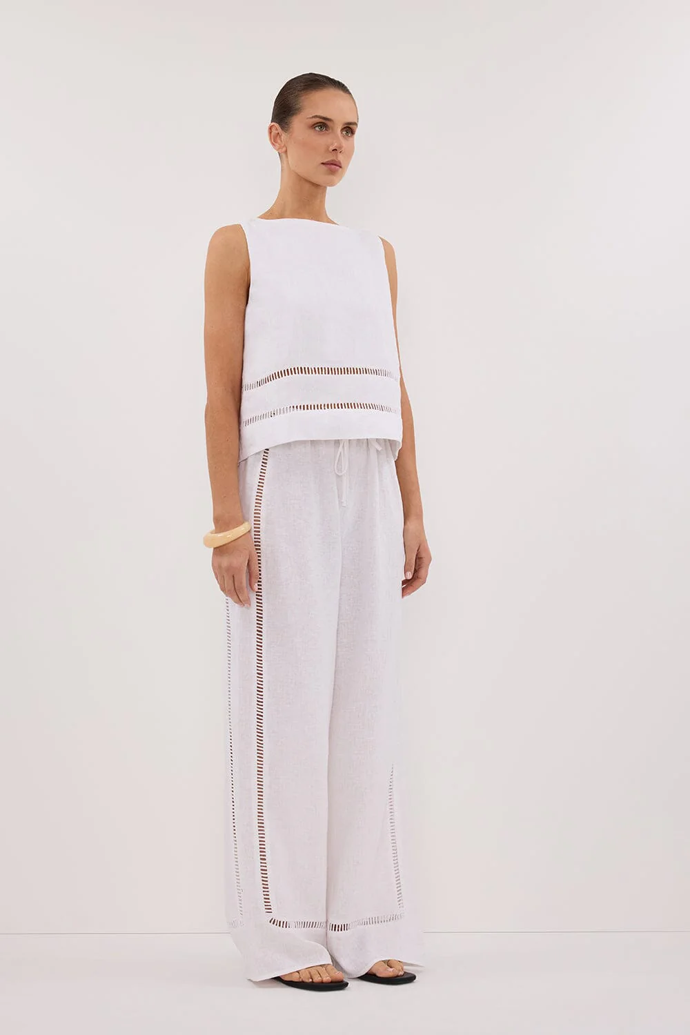 LINDSAY WHITE LINEN BOXY TOP - Image 3