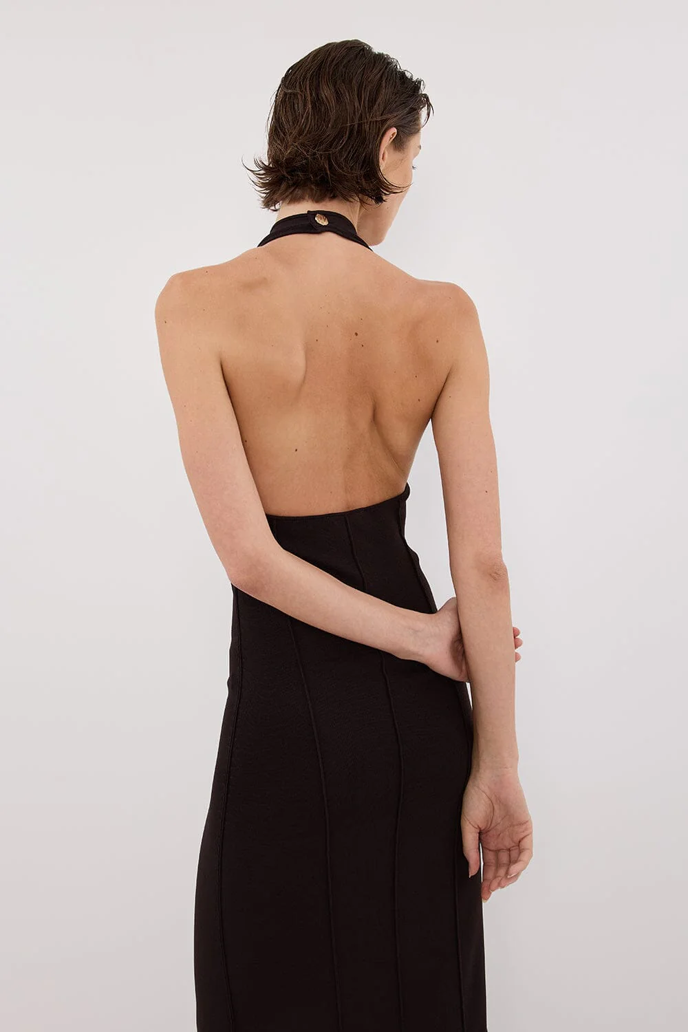 LISS BITTER CHOC HALTER MAXI DRESS - Image 6