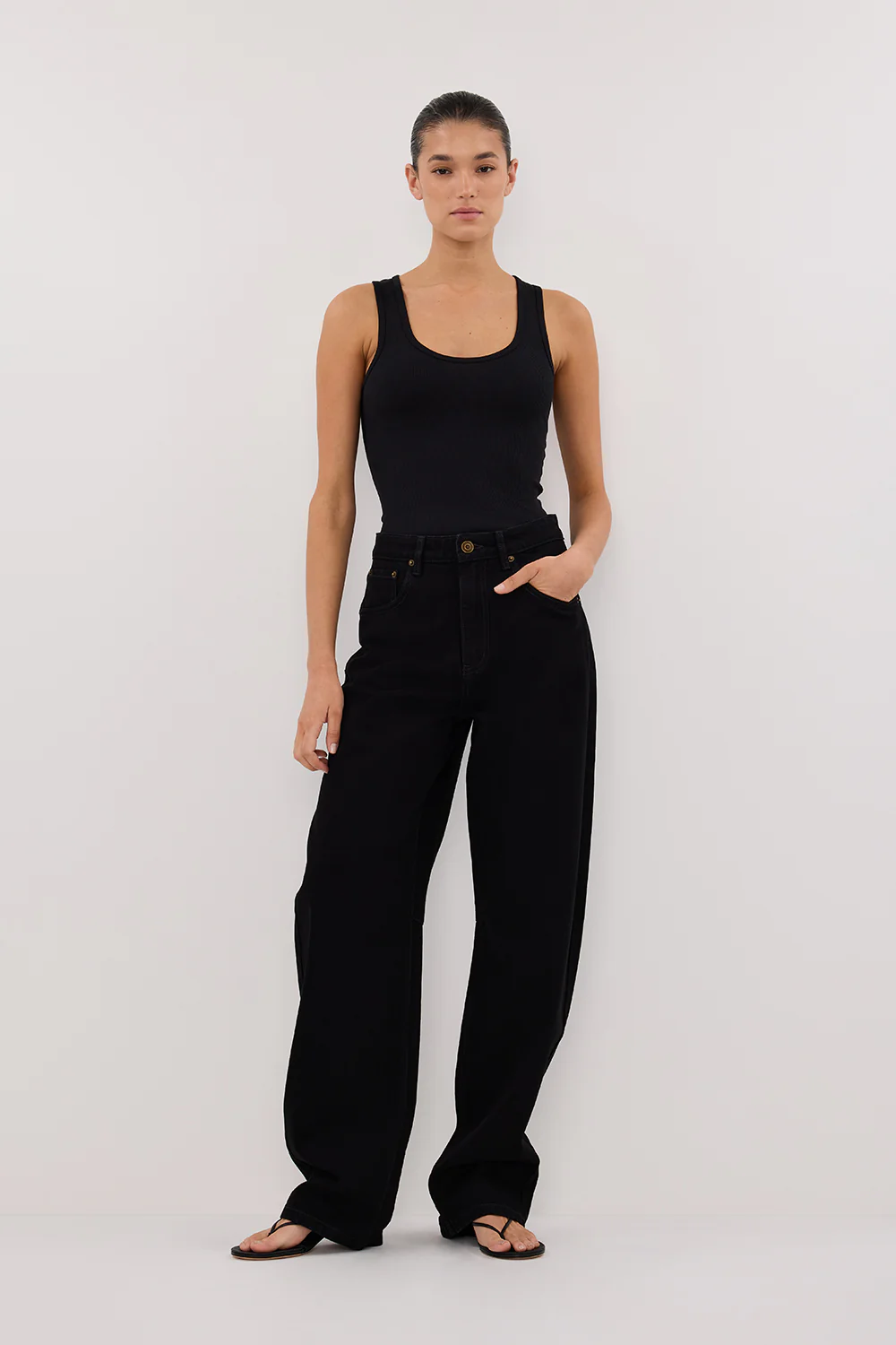 LIV BLACK DENIM BARREL LEG JEAN - Image 6