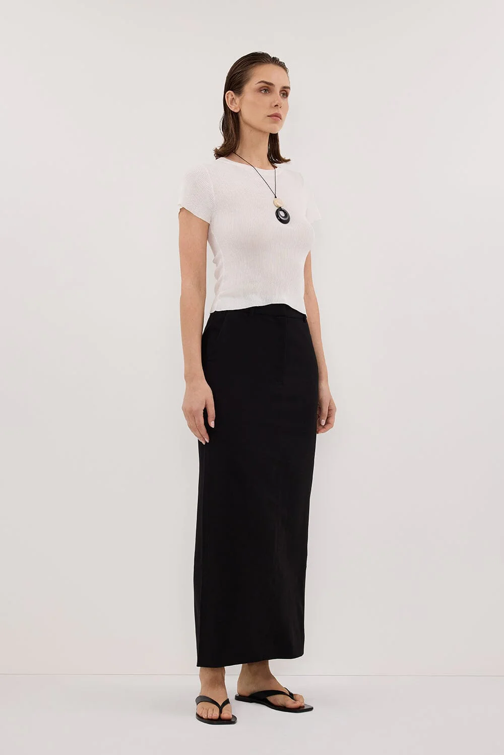 LIZA BLACK TAILORED MIDI SKIRT - Image 3