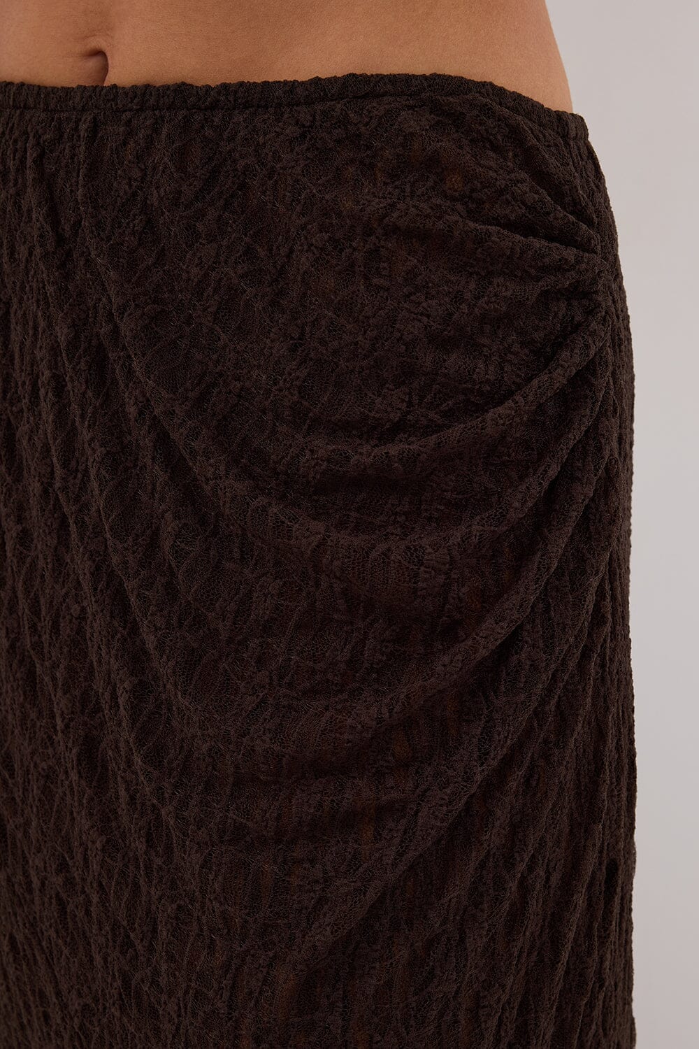 LIZZIE DARK CHOC LAYERED LACE MIDI SKIRT - Image 8