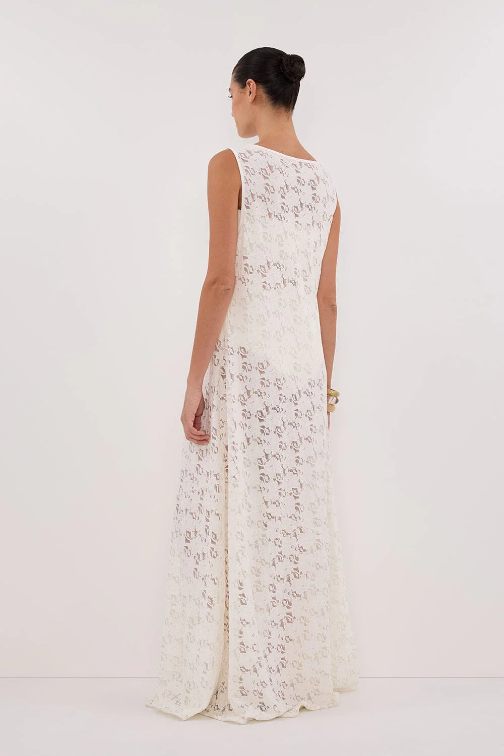 LOULA WHITE LACE MIDI DRESS - Image 4
