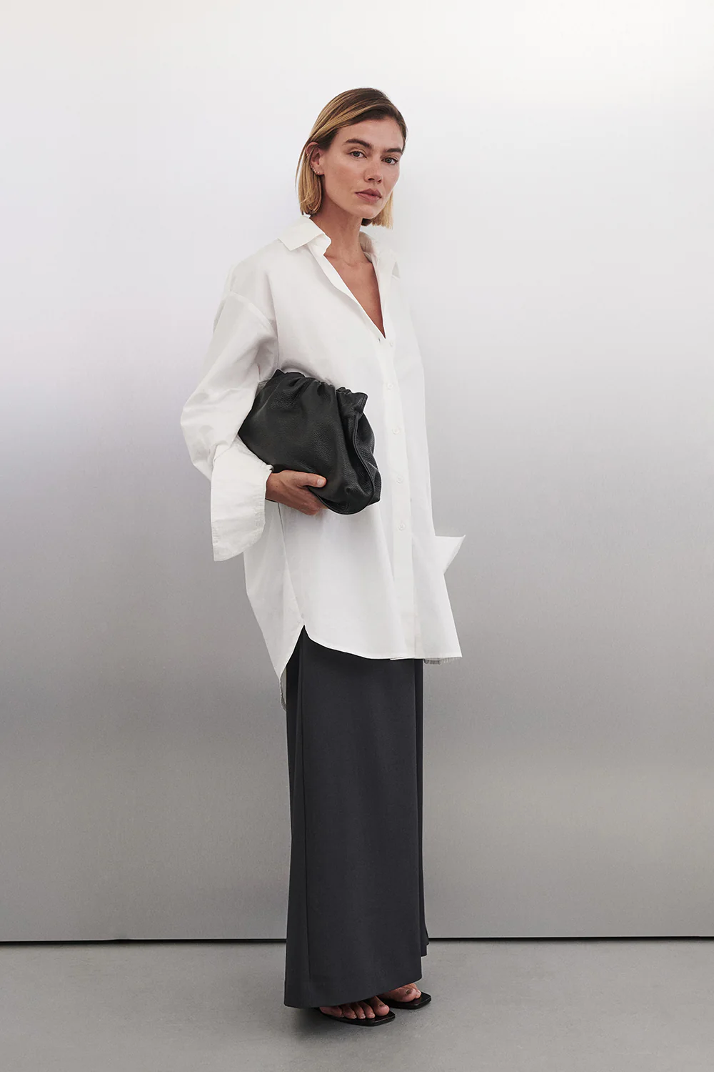 LULU LONGLINE WHITE COTTON SHIRT