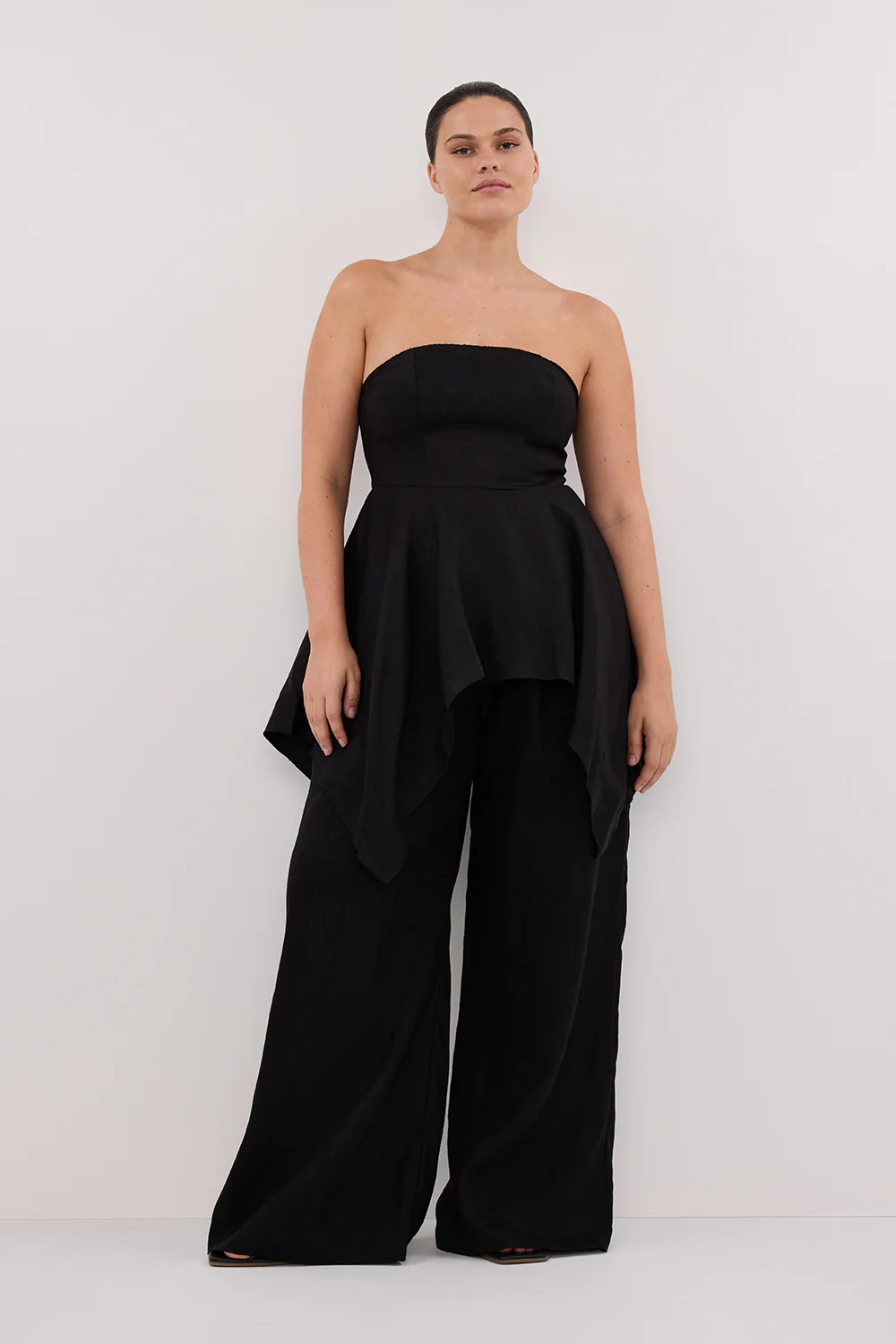 LUNA BLACK LINEN HANDKERCHIEF TOP - Image 6