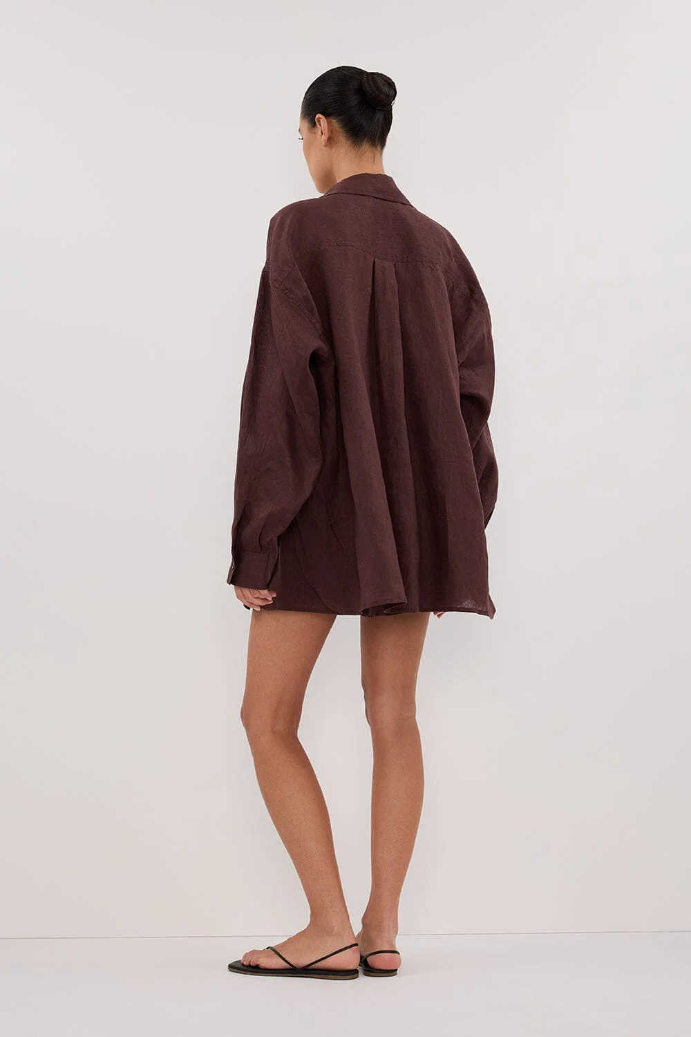 LUNE WALNUT OVERSIZED LINEN SHIRT - Image 4