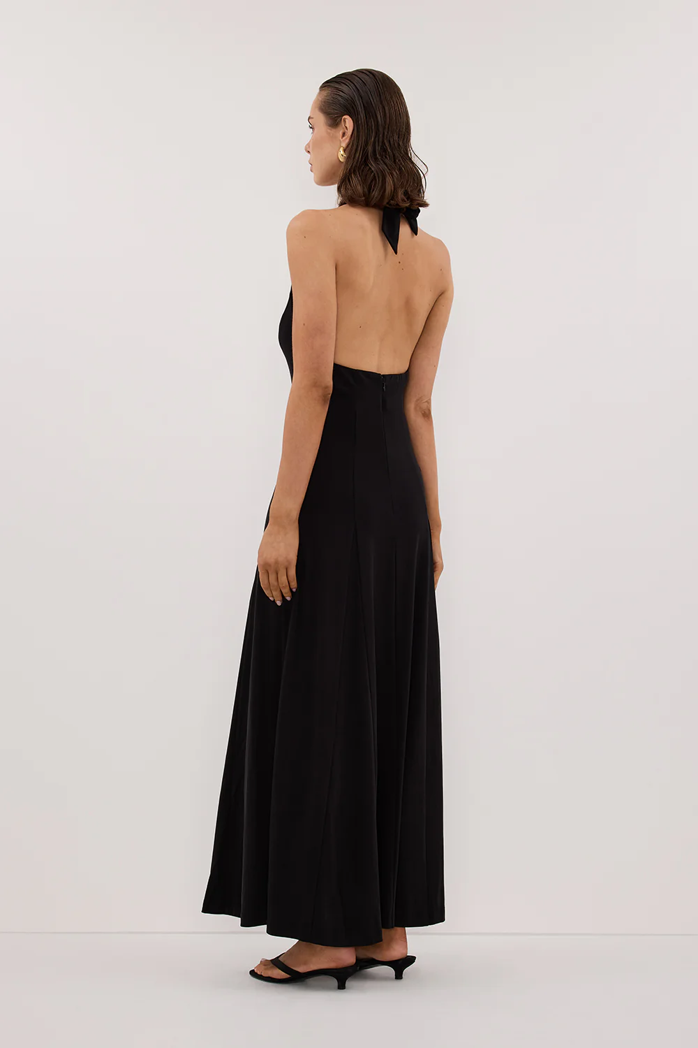 LYNN BLACK HALTER MIDI DRESS - Image 4