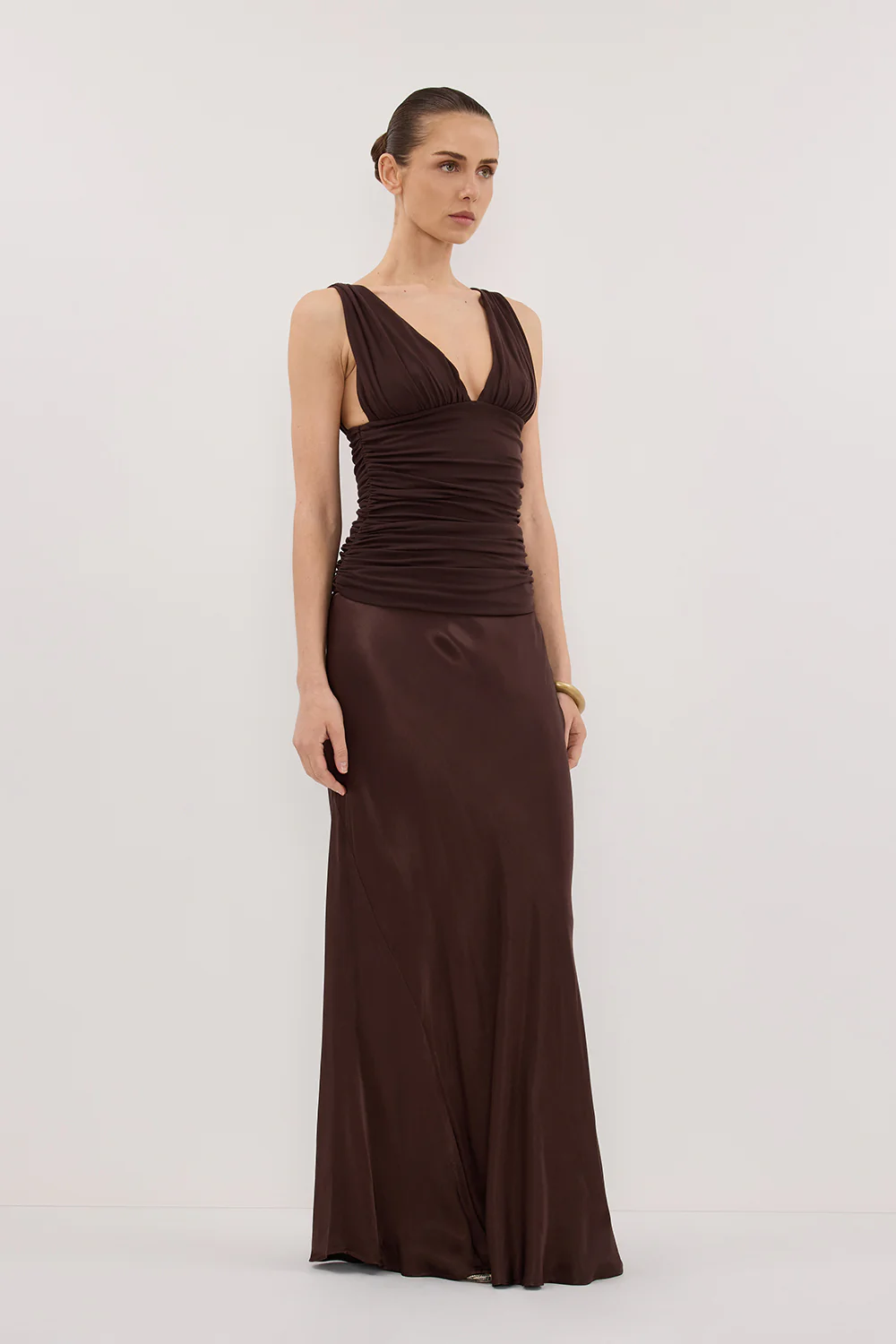 MAGNOLIA CHOC SLEEVELESS RUCHED TOP - Image 3