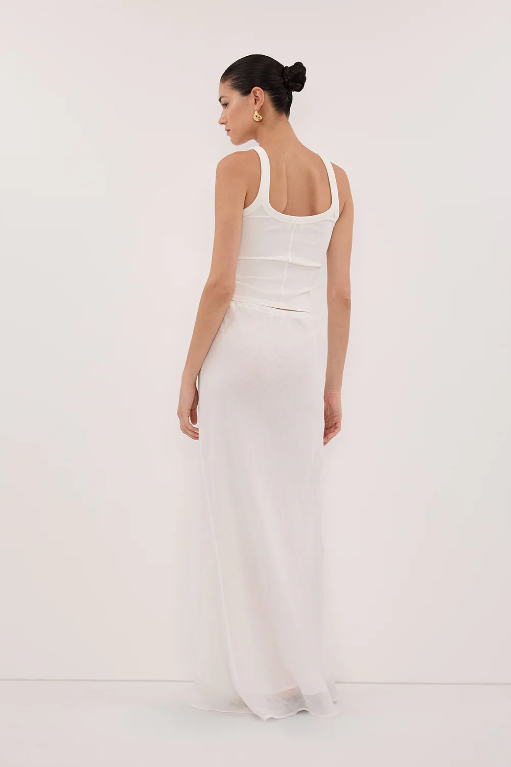 MAISON WHITE RAMIE BIAS MAXI SKIRT - Image 4