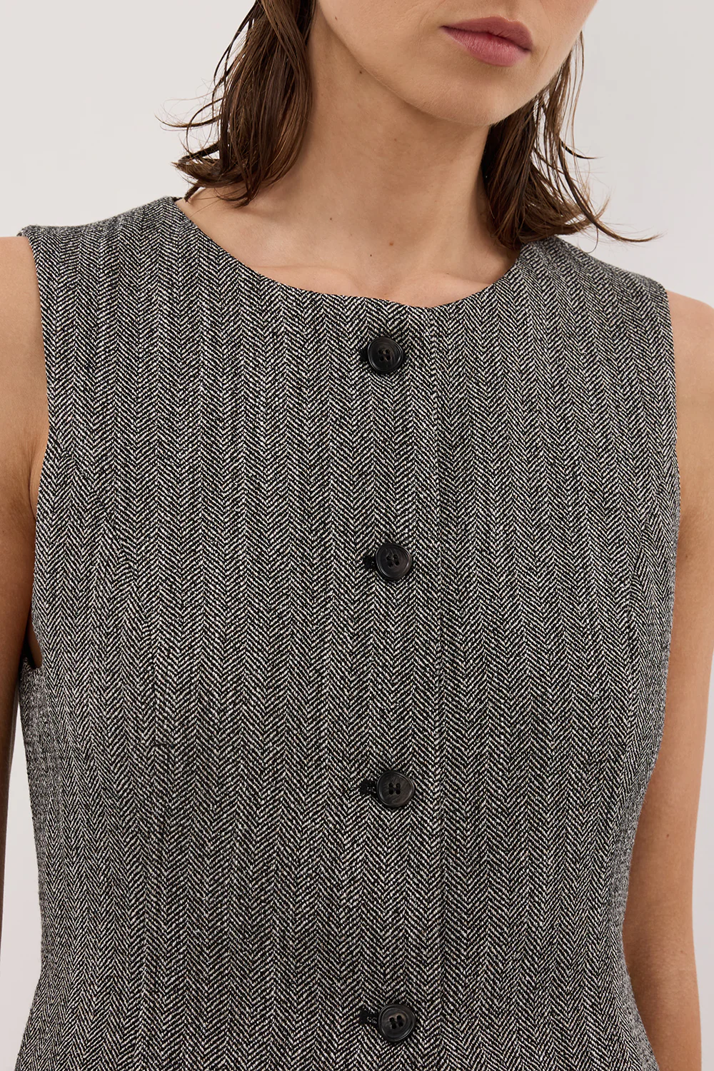 MANHATTAN CHARCOAL TWEED TUNIC VEST - Image 6