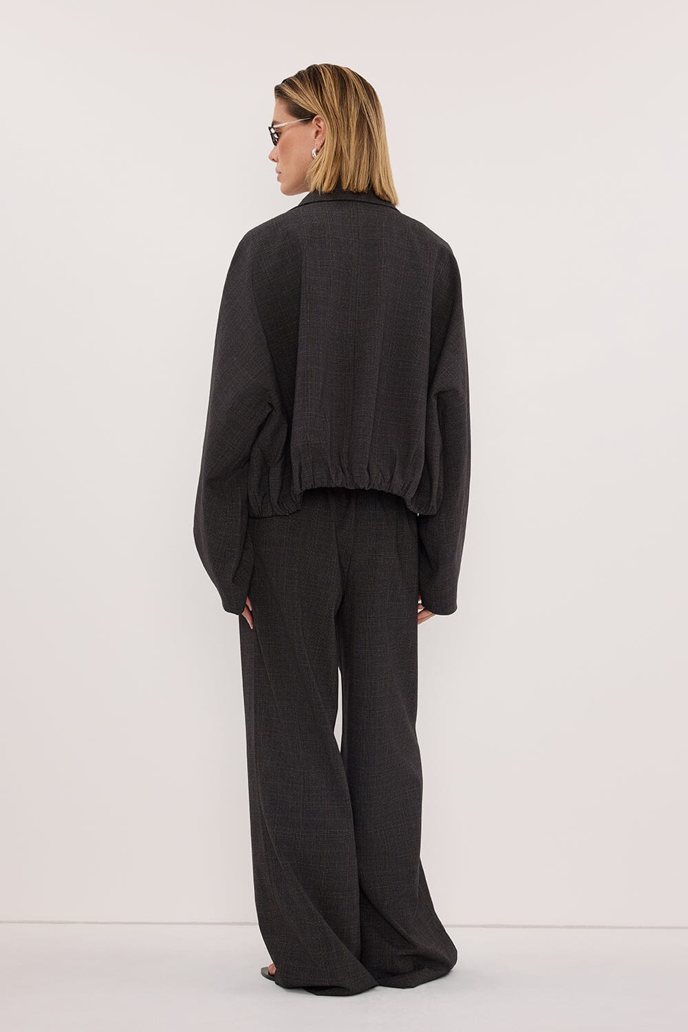 MARCO GREY PLAID BOMBER JACKET - Image 5
