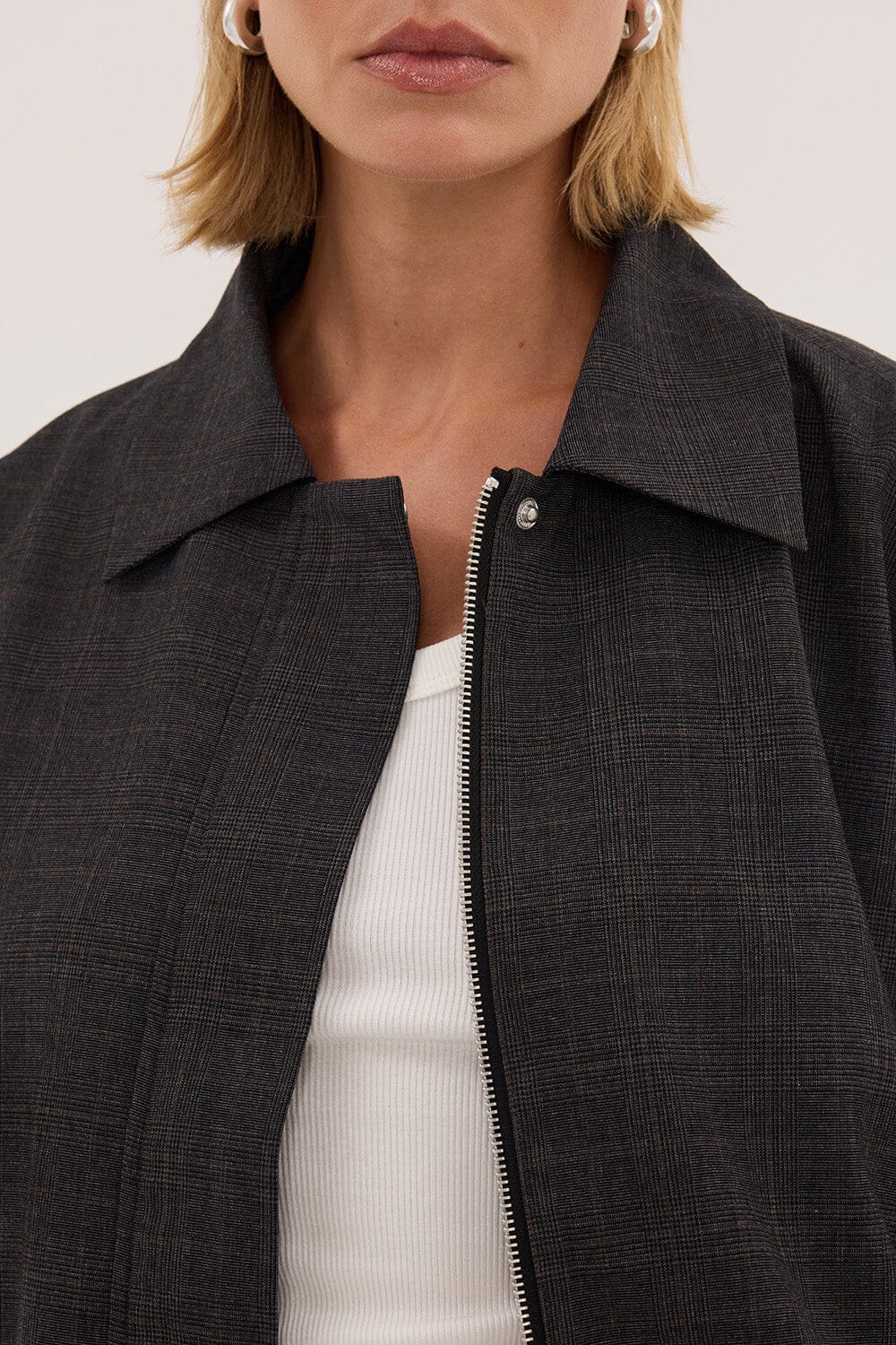 MARCO GREY PLAID BOMBER JACKET - Image 6