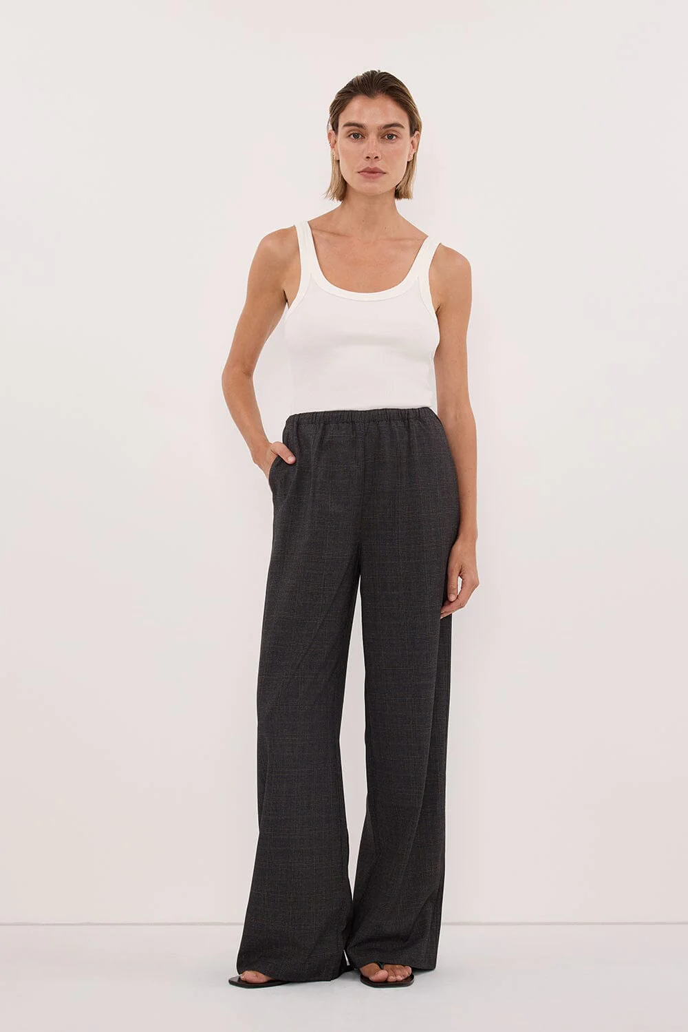 MARCO GREY PLAID ELASTIC PANT - Image 7