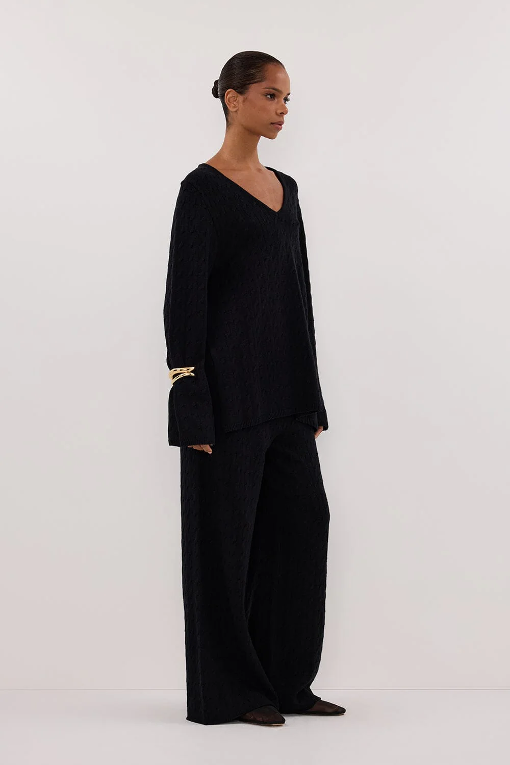 MAREN BLACK CABLE KNIT JUMPER - Image 3