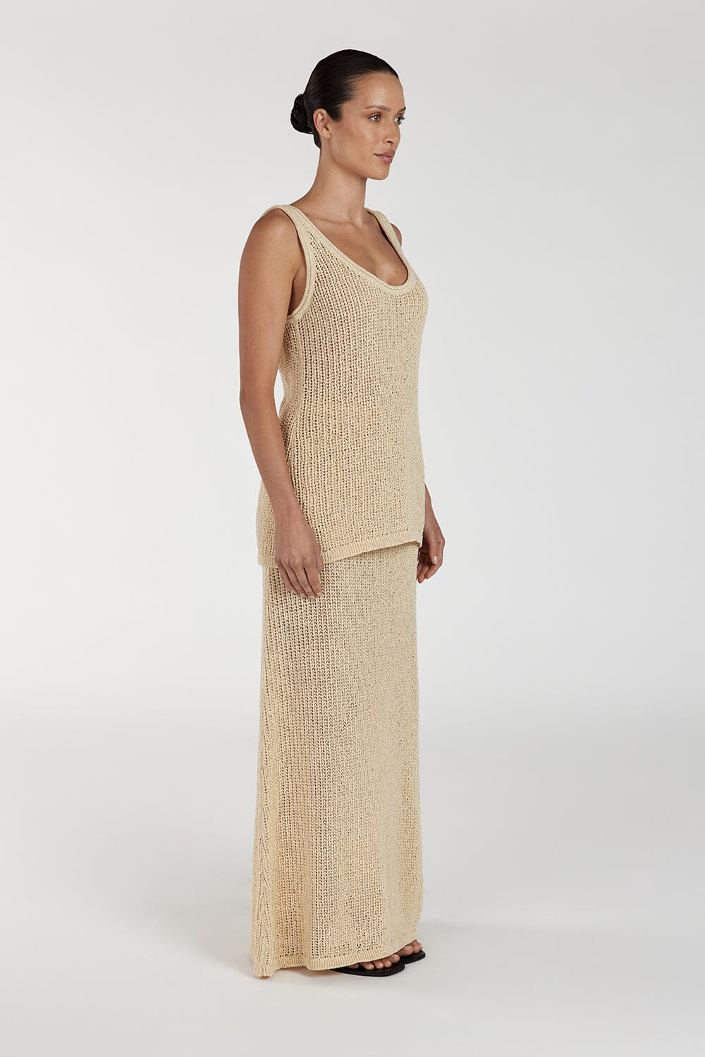 MARGOT WHEAT CROCHET MIDI SKIRT - Image 3