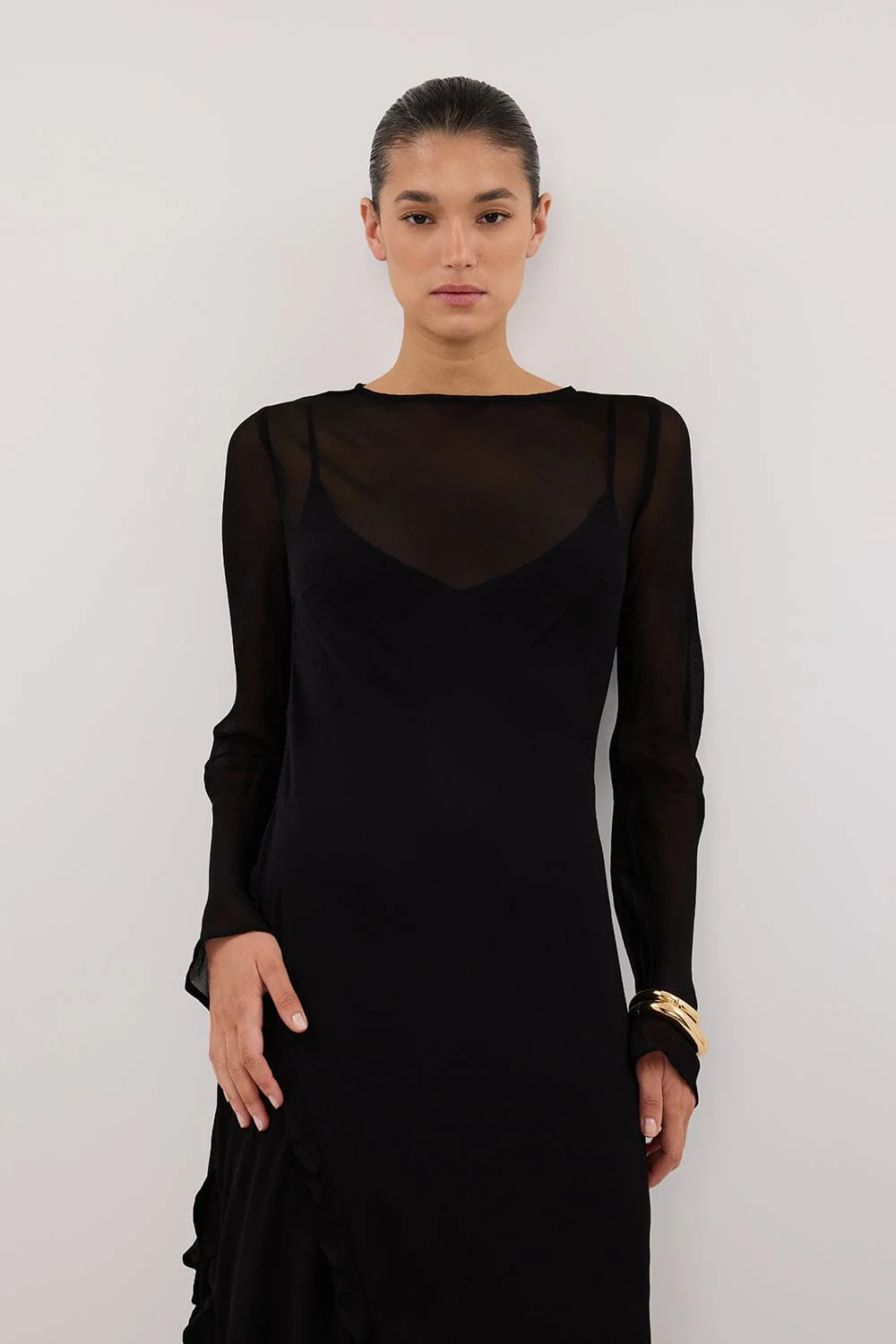 MARISSA BLACK LONG SLEEVE MAXI DRESS - Image 2