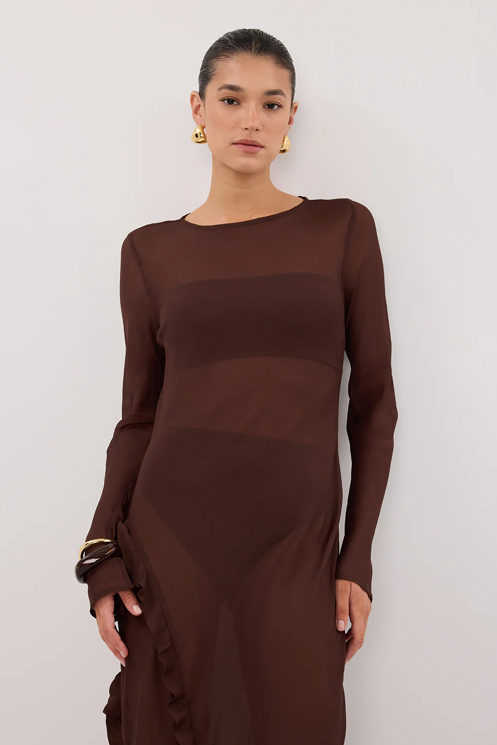 MARISSA CHOC LONG SLEEVE MAXI DRESS - Image 2