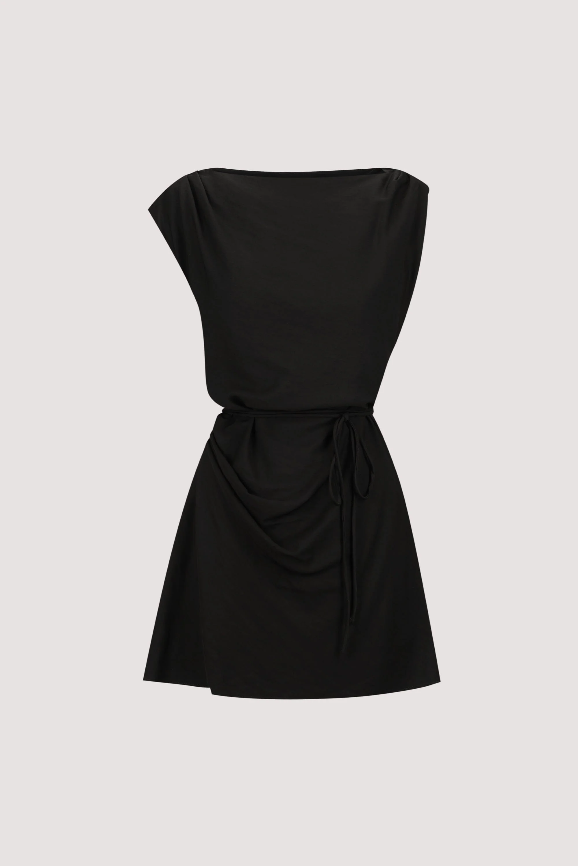 MARMO BLACK DRAPED MINI DRESS - Image 6
