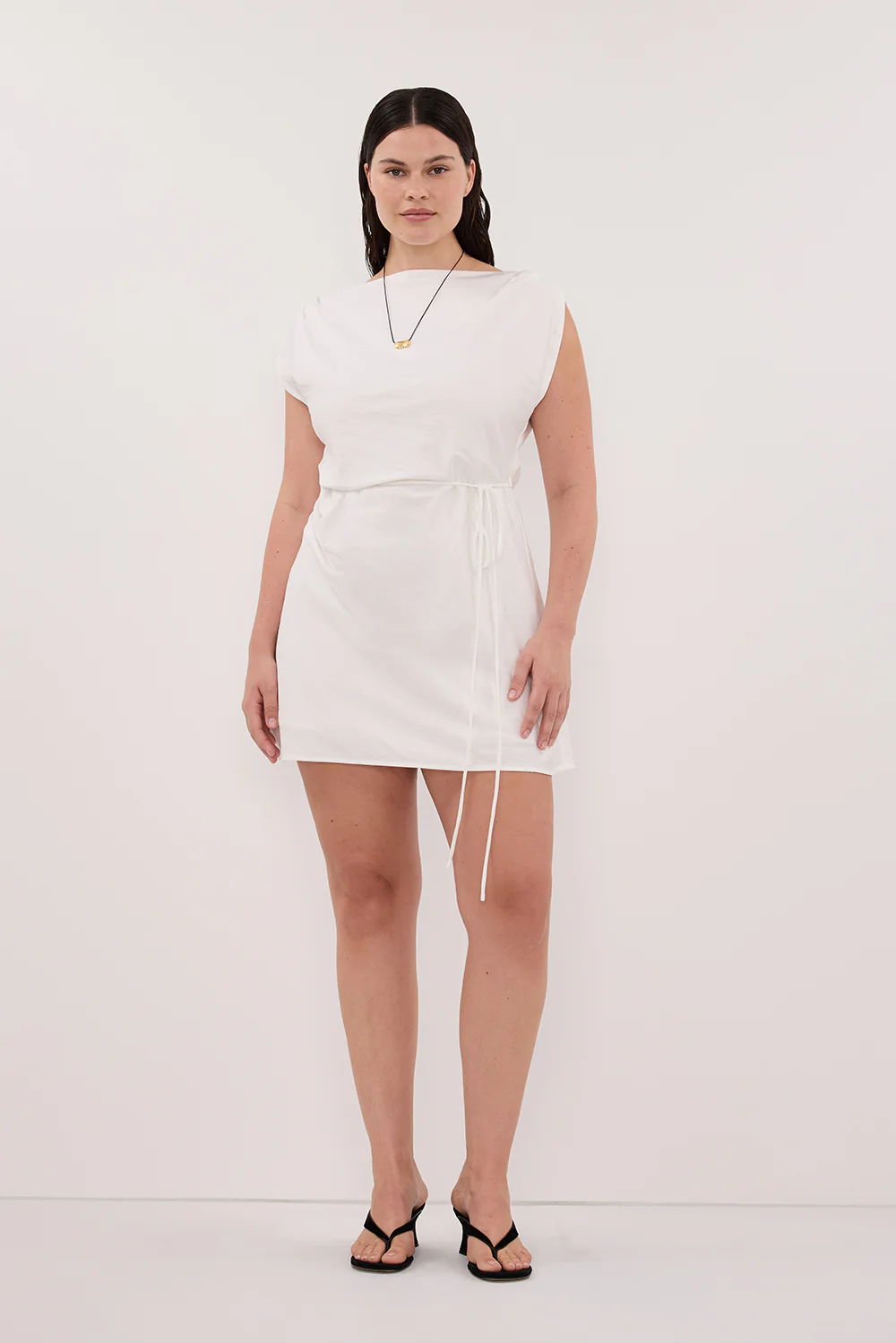 MARMO WHITE DRAPED MINI DRESS - Image 6