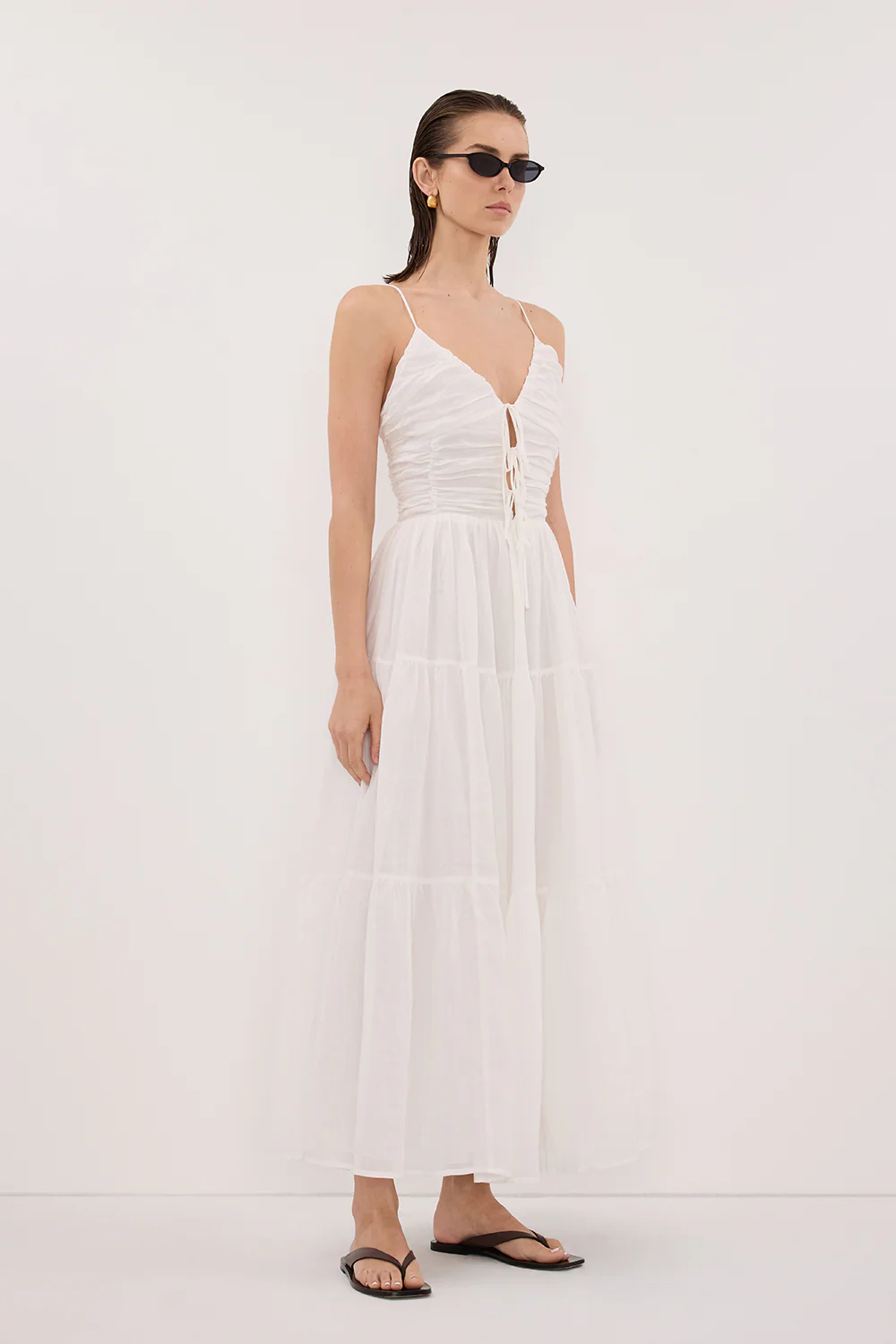 MARNIE WHITE RAMIE MIDI DRESS - Image 3