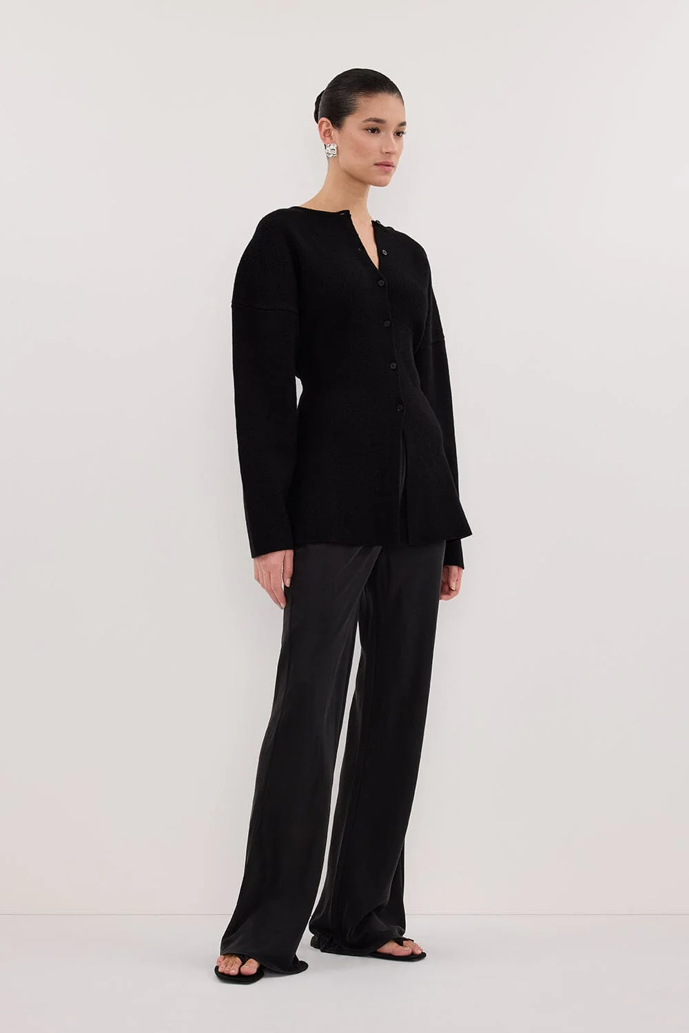 MARTHA BLACK CINCHED KNIT CARDIGAN - Image 3