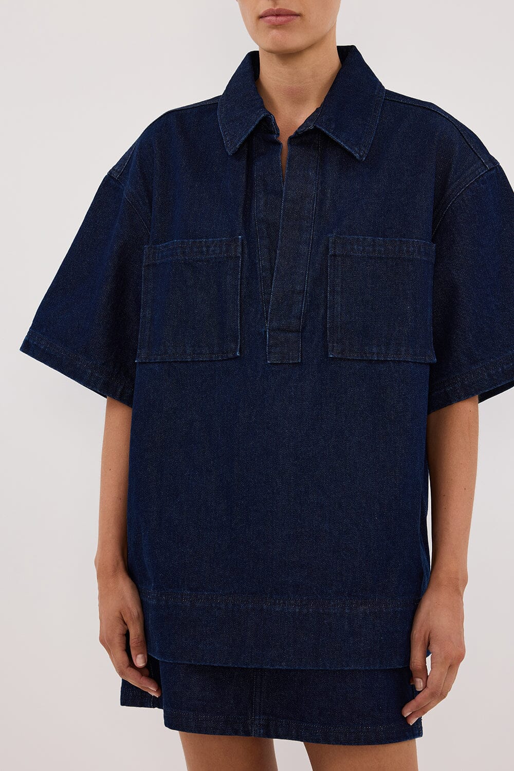 MASON INDIGO BOXY DENIM SHIRT - Image 5