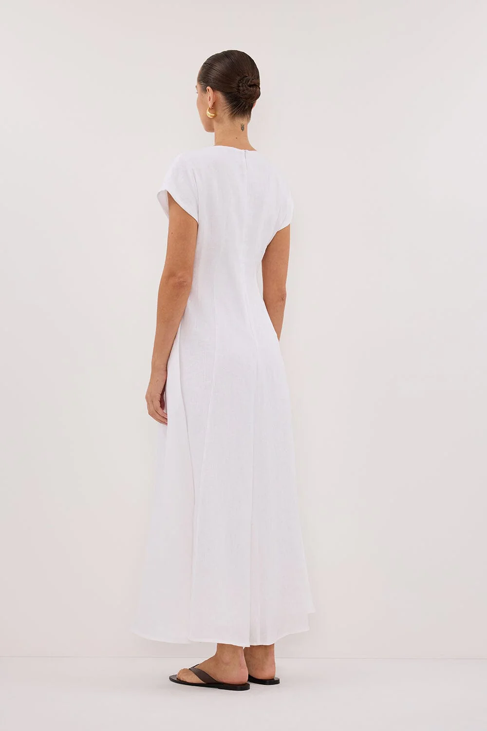 MATISSE WHITE LINEN MIDI DRESS - Image 4