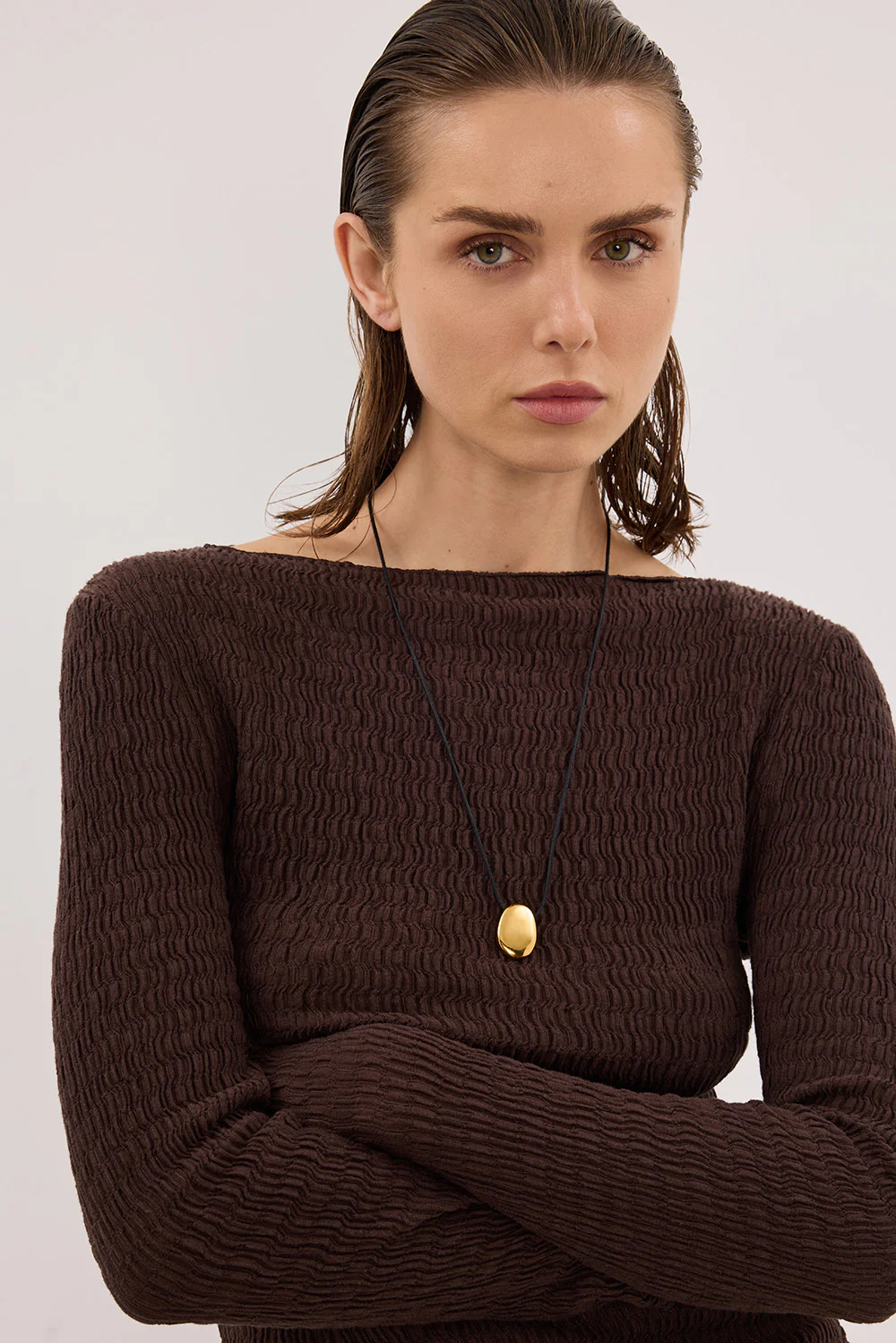 MELISSA CHOC LONG SLEEVE KNIT TOP - Image 5
