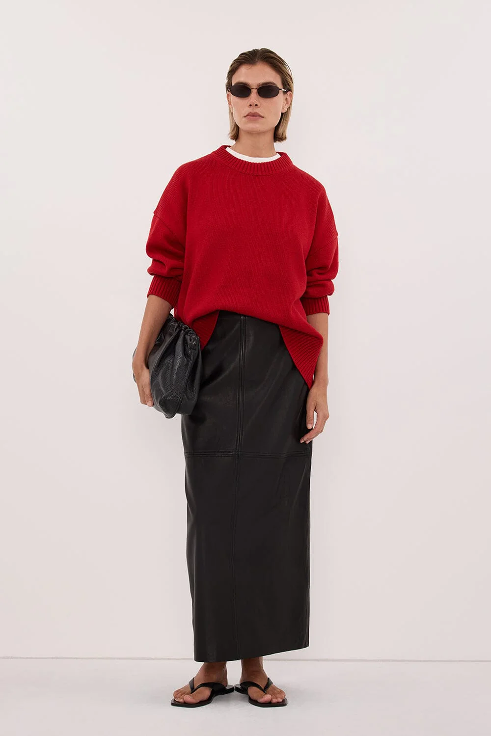 MILA BURNT RED CREW NECK KNIT JUMPER - Image 2