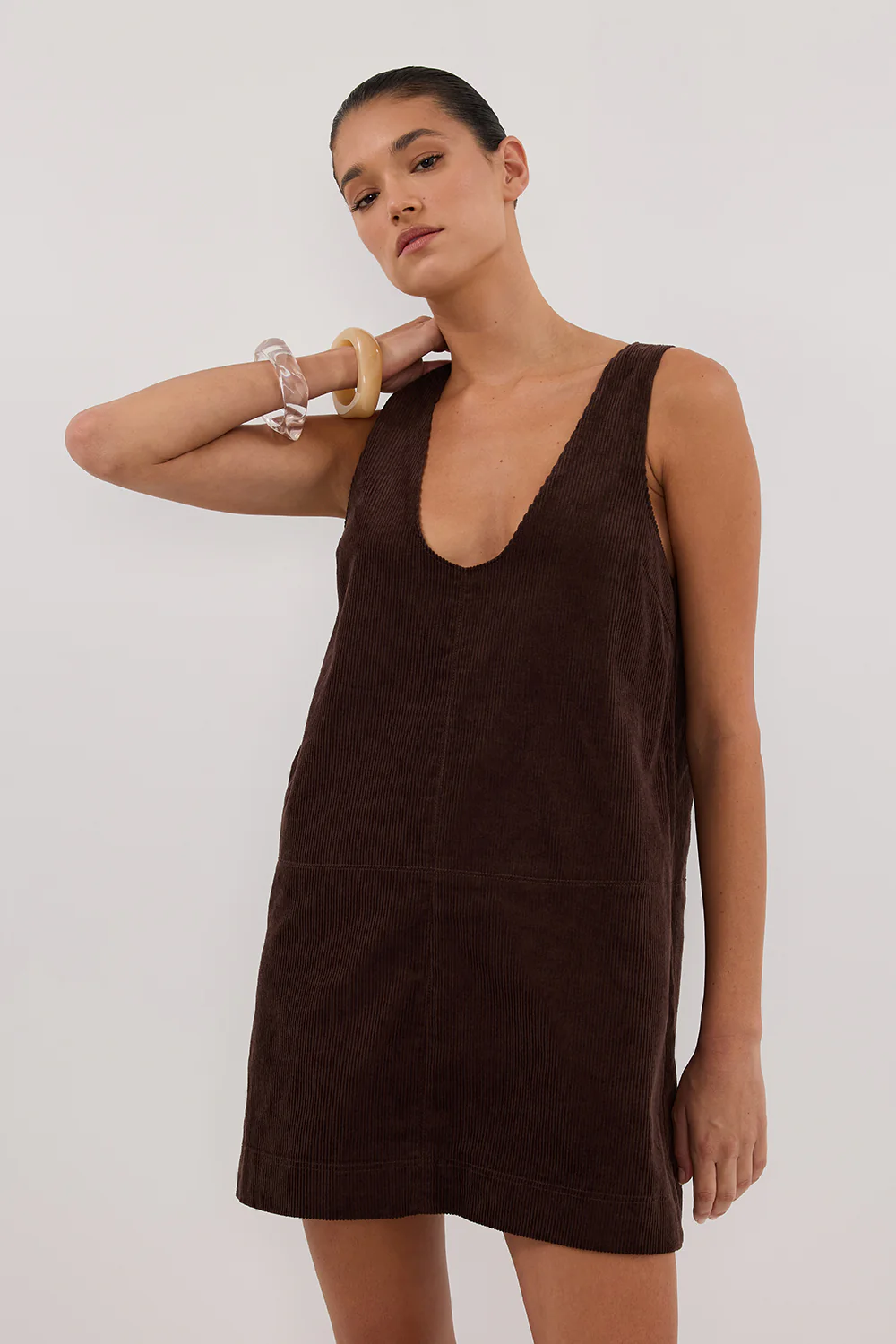 MILA CHOC COTTON CORDUROY MINI DRESS - Image 2