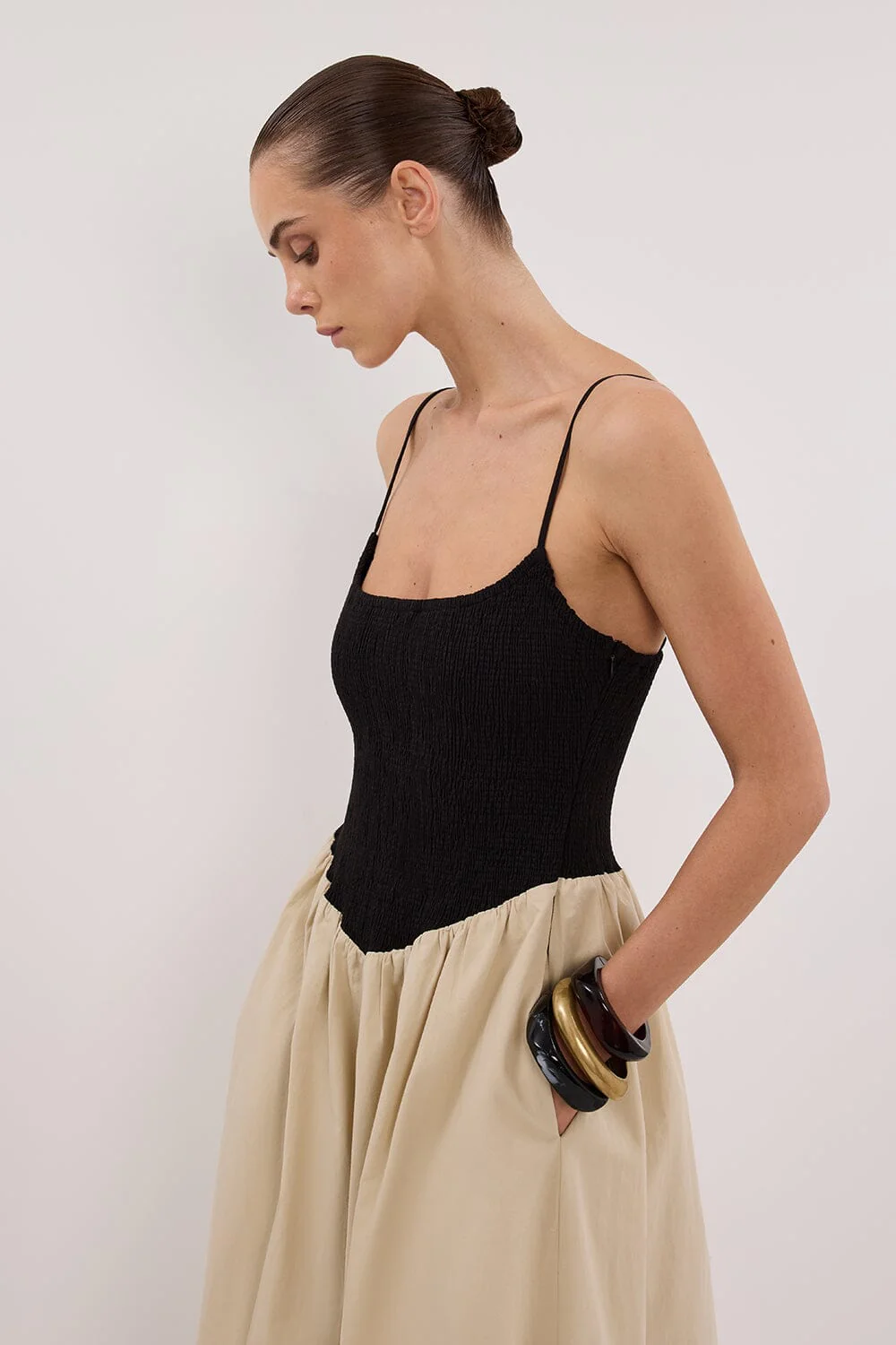 MILANO BLACK AND STONE MIDI DRESS - Image 2